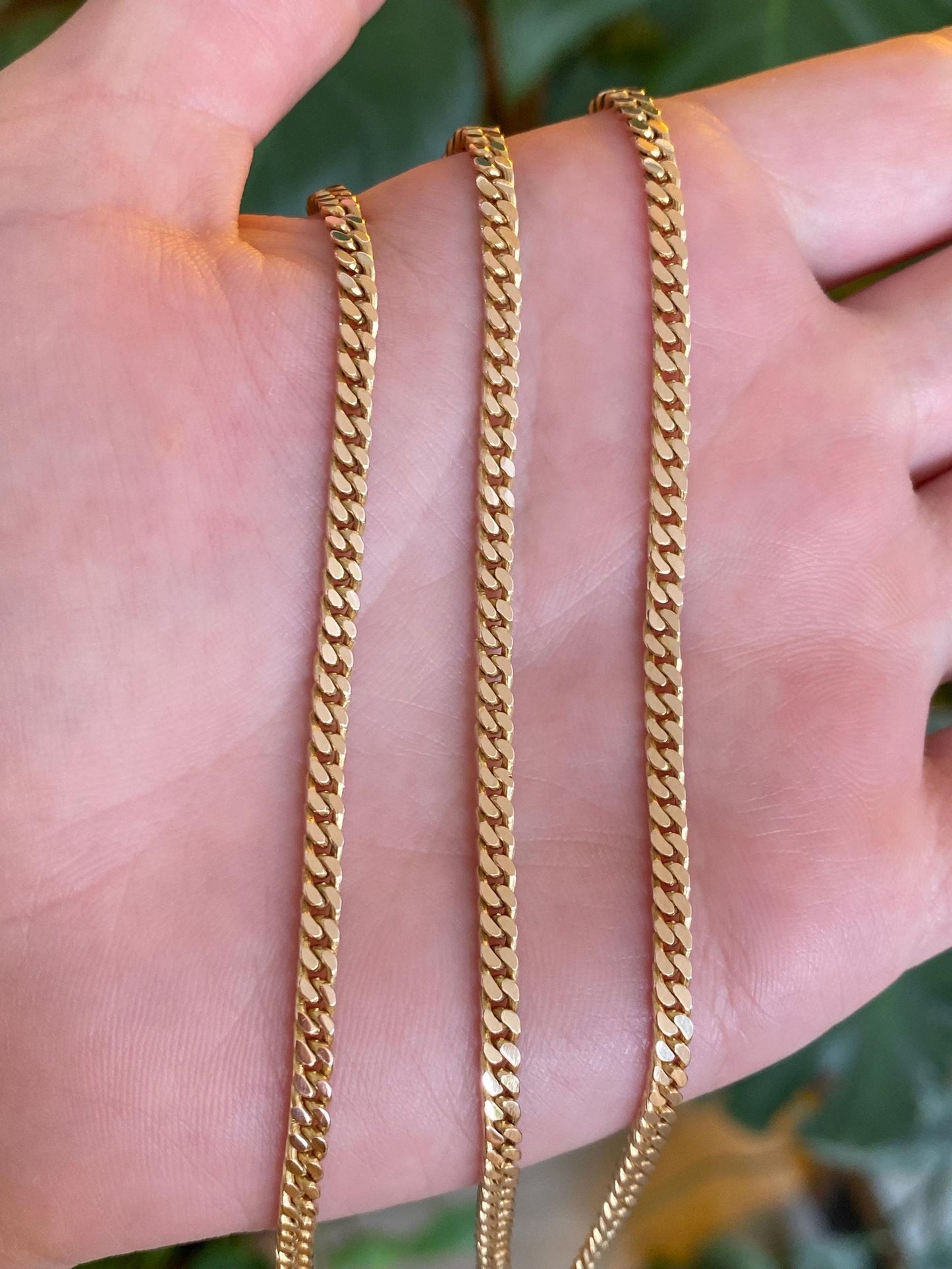 Vintage Solid 12k Yellow Gold Flat Curb Chain Necklace - 20 inches