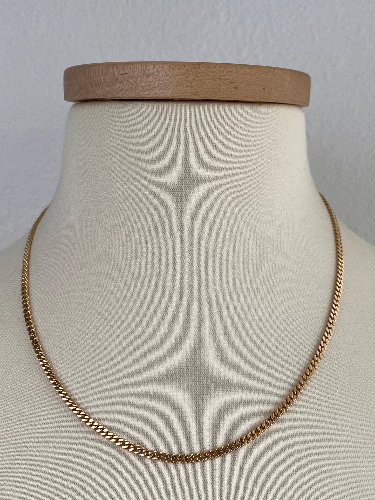 Vintage Solid 12k Yellow Gold Flat Curb Chain Necklace - 20 inches