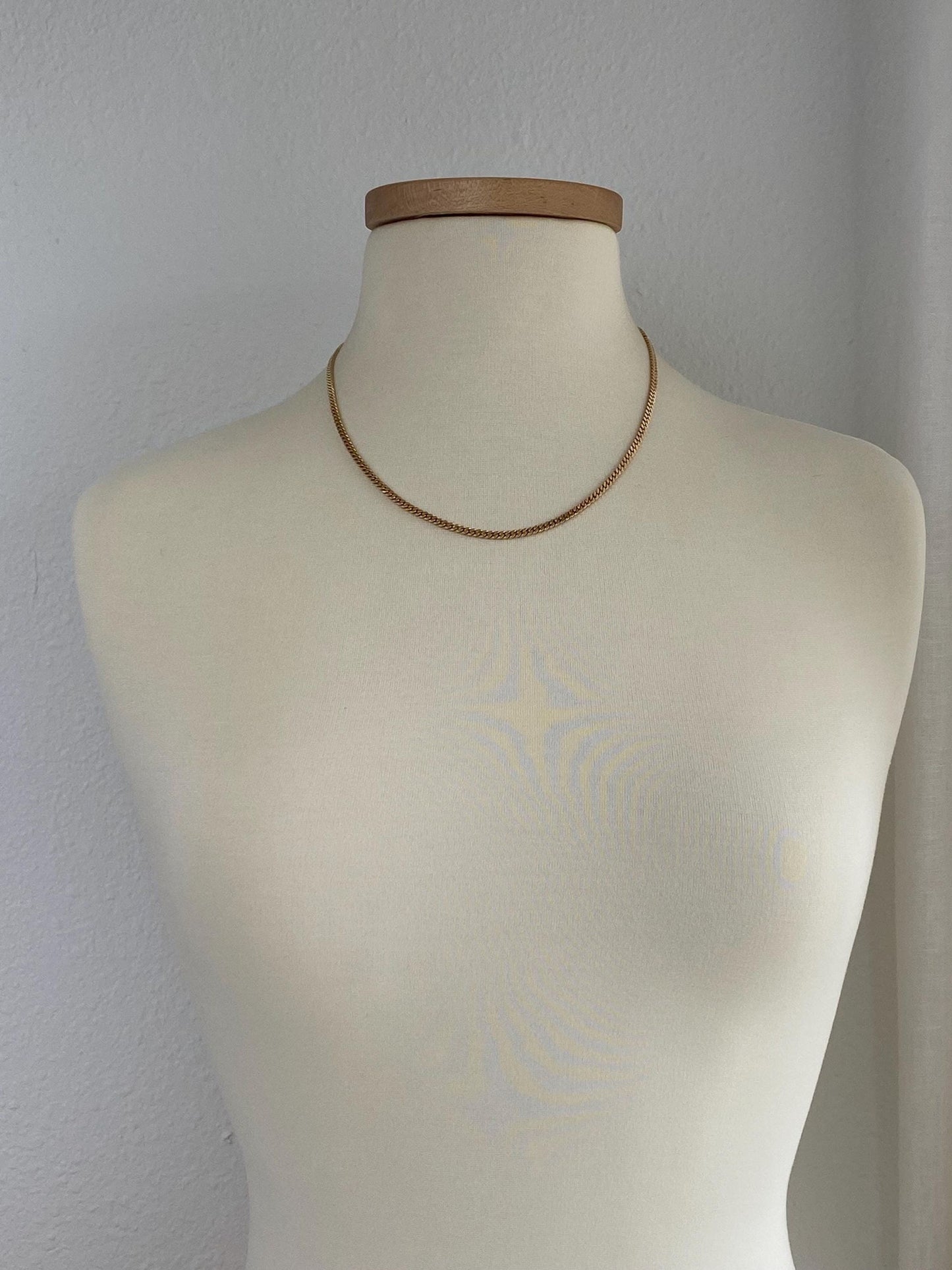 Vintage Solid 12k Yellow Gold Flat Curb Chain Necklace - 20 inches