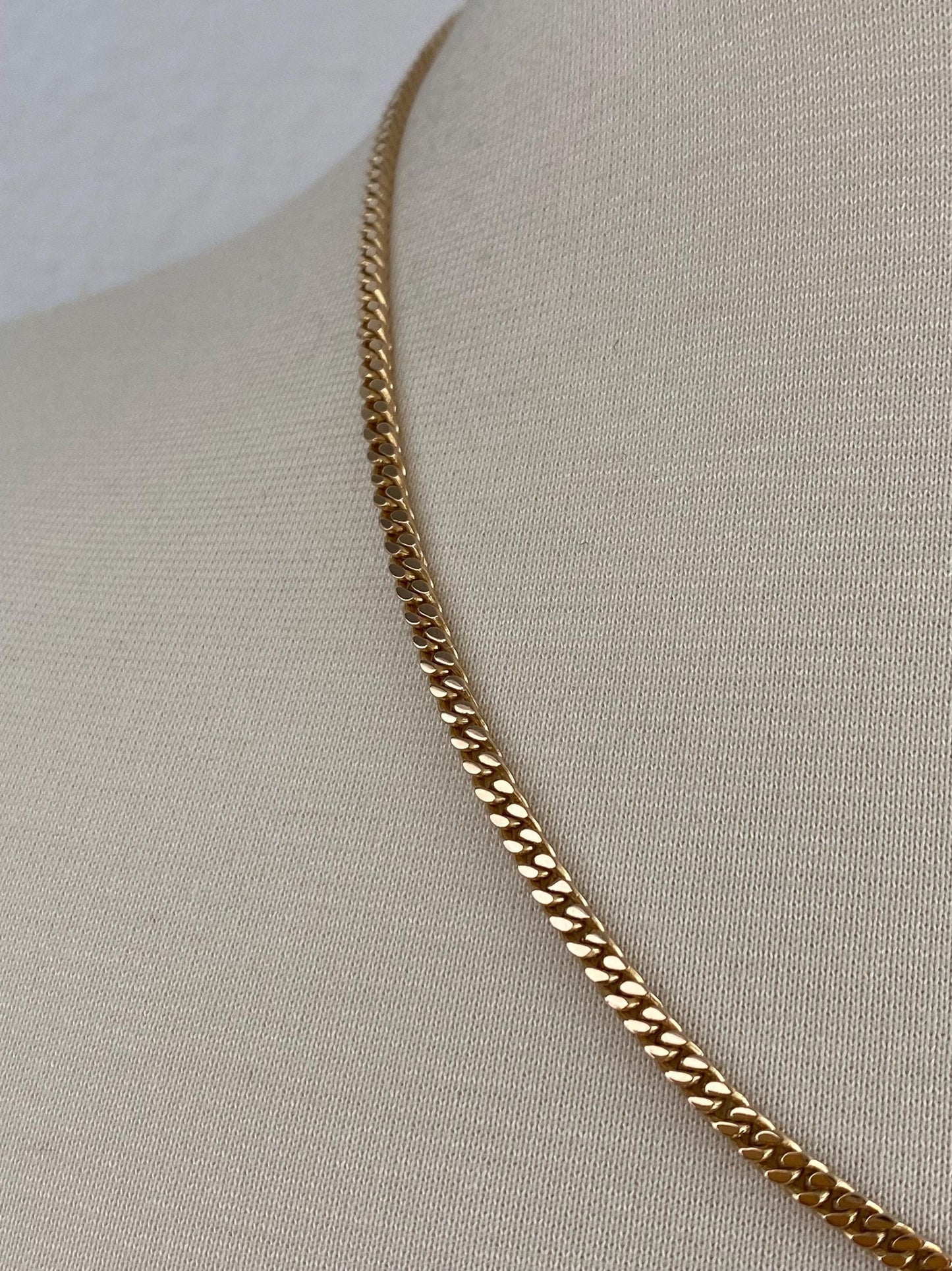 Vintage Solid 12k Yellow Gold Flat Curb Chain Necklace - 20 inches