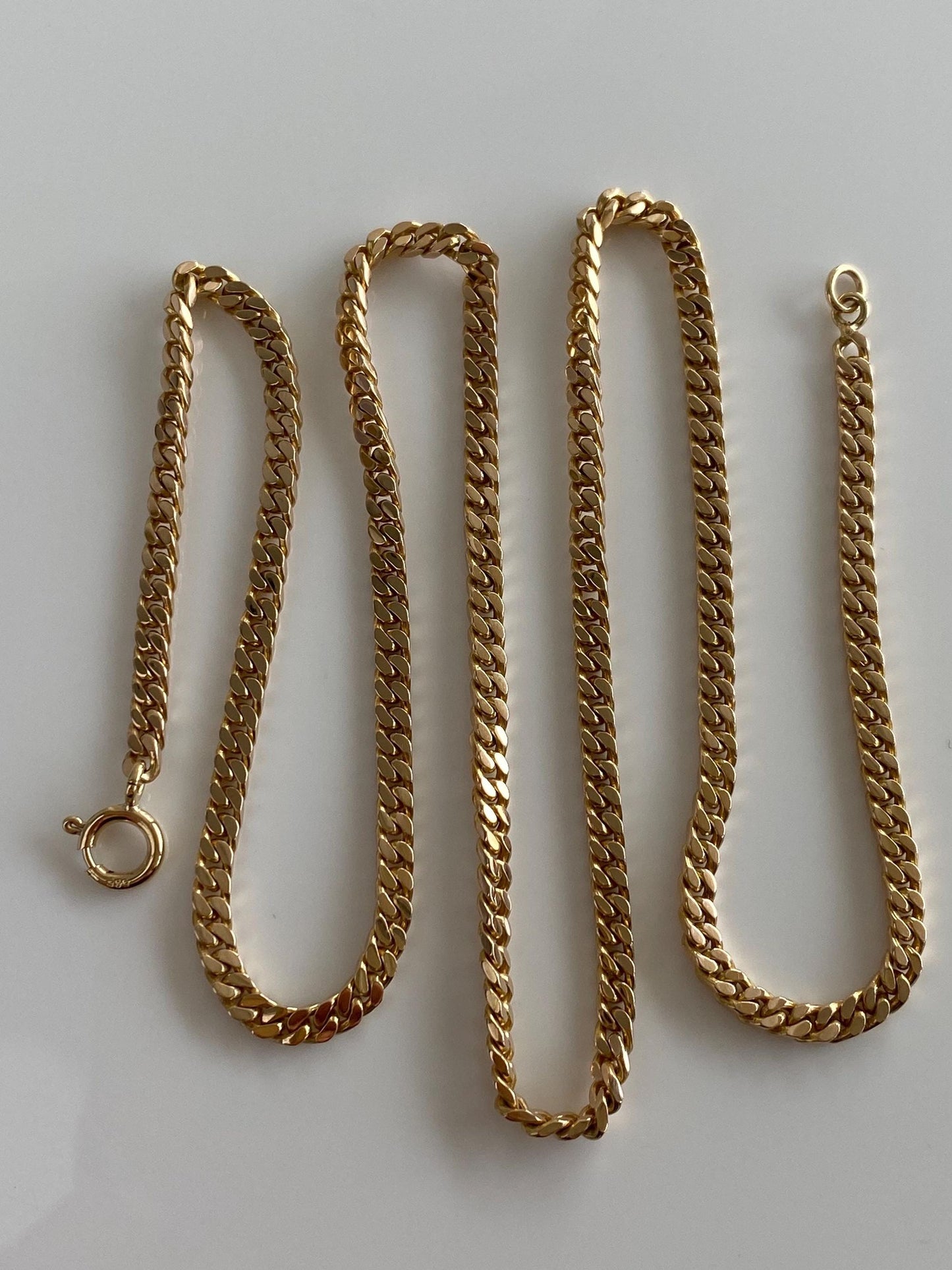 Vintage Solid 12k Yellow Gold Flat Curb Chain Necklace - 20 inches