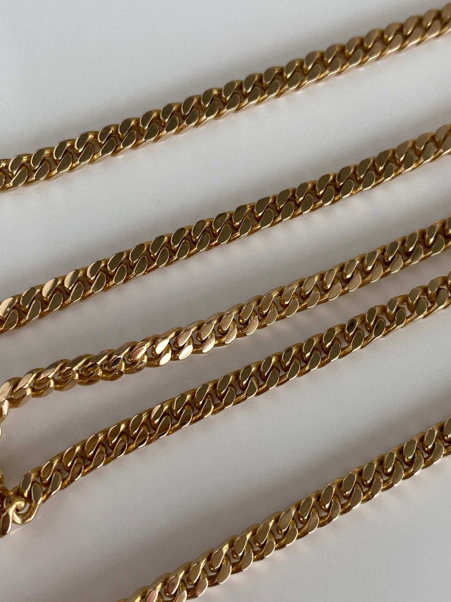 Vintage Solid 12k Yellow Gold Flat Curb Chain Necklace - 20 inches