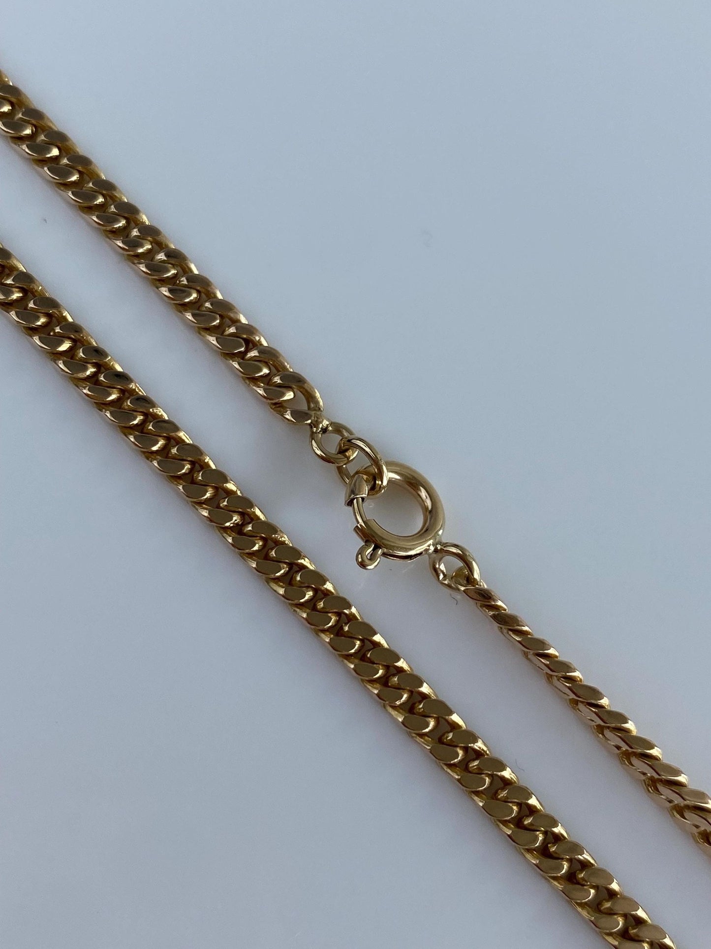Vintage Solid 12k Yellow Gold Flat Curb Chain Necklace - 20 inches