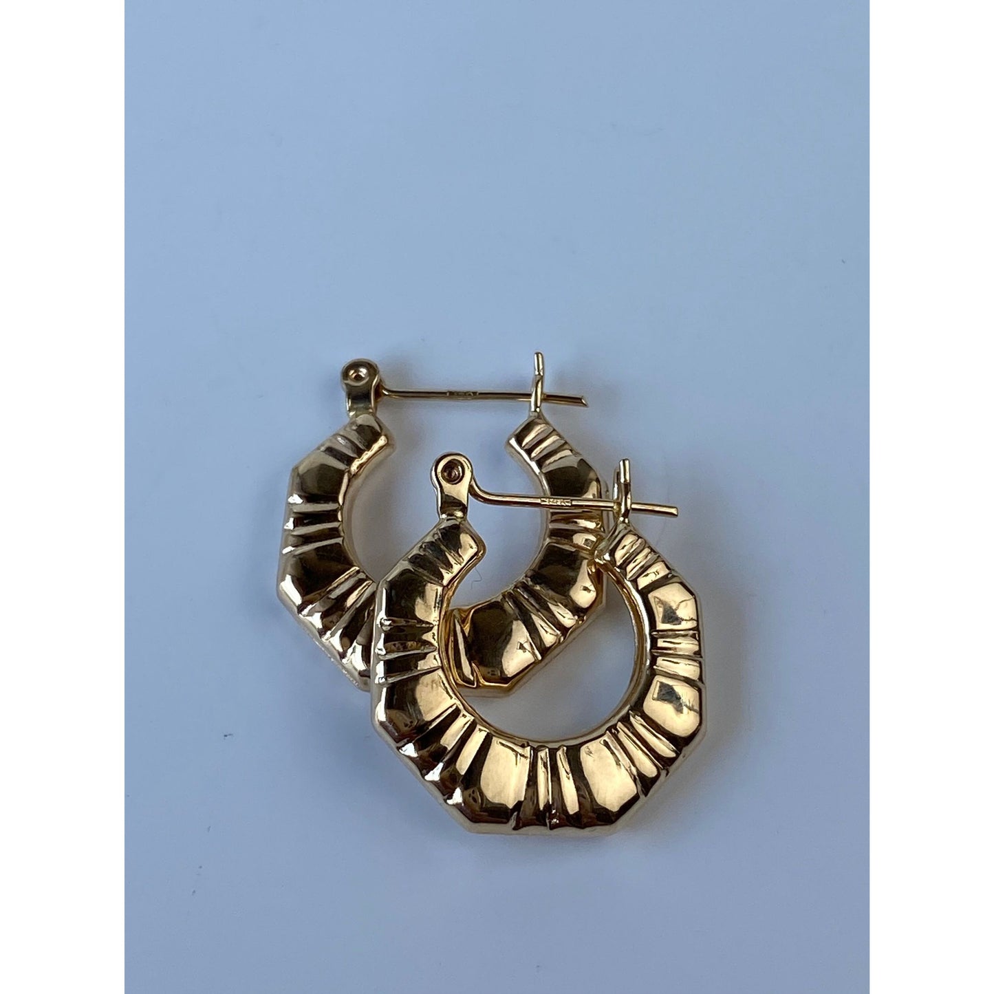 Vintage 14k Yellow Gold Textured Hoop Earrings