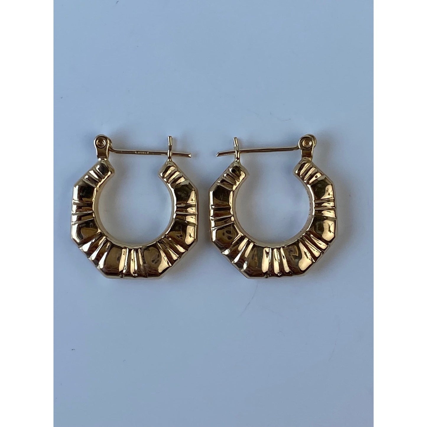 Vintage 14k Yellow Gold Textured Hoop Earrings