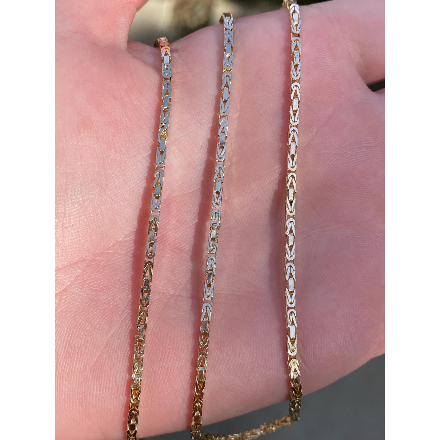 Vintage Solid 14k Yellow Gold Square Byzantine Chain Necklace - 23.75 inches