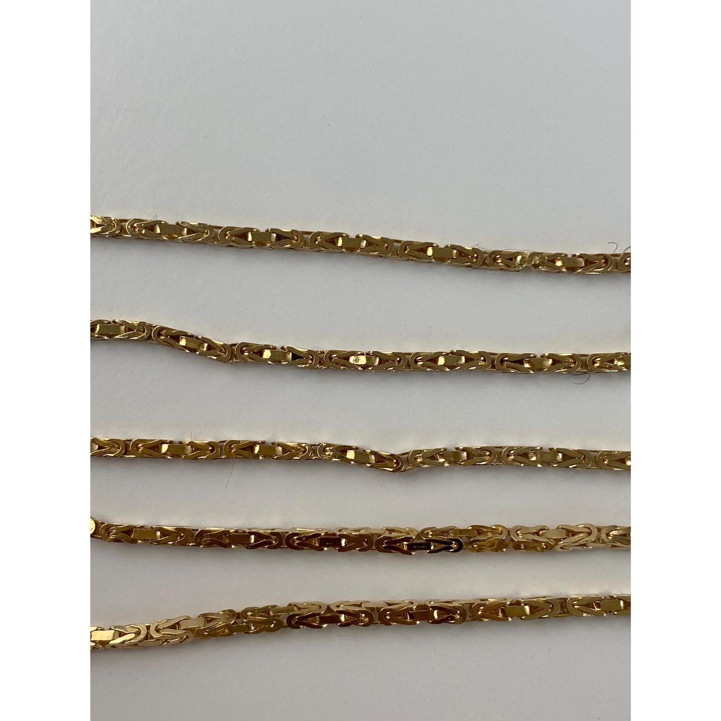 Vintage Solid 14k Yellow Gold Square Byzantine Chain Necklace - 23.75 inches