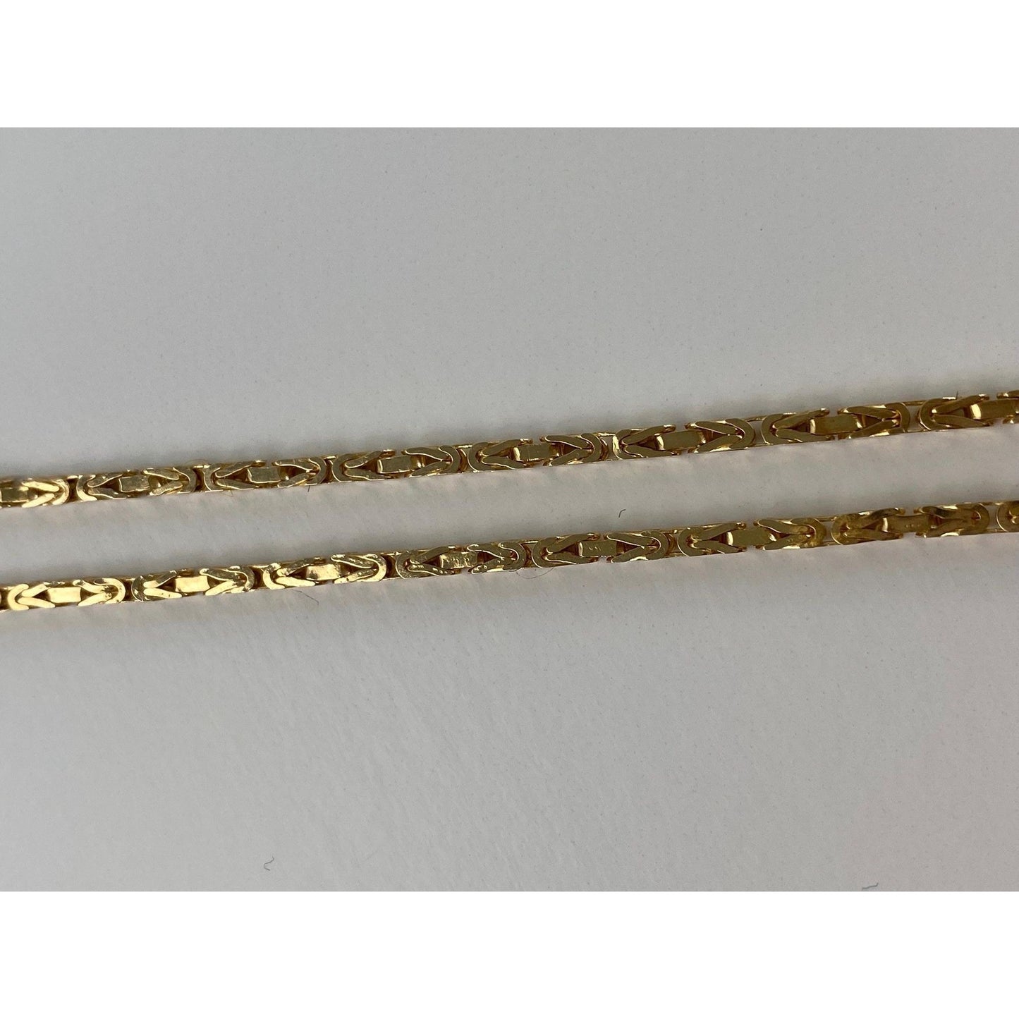 Vintage Solid 14k Yellow Gold Square Byzantine Chain Necklace - 23.75 inches