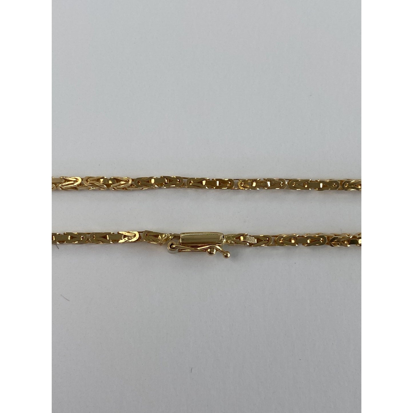 Vintage Solid 14k Yellow Gold Square Byzantine Chain Necklace - 23.75 inches