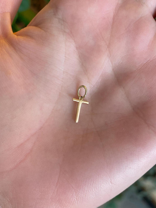 Vintage Solid 14k Yellow Gold Initial 'T' Charm
