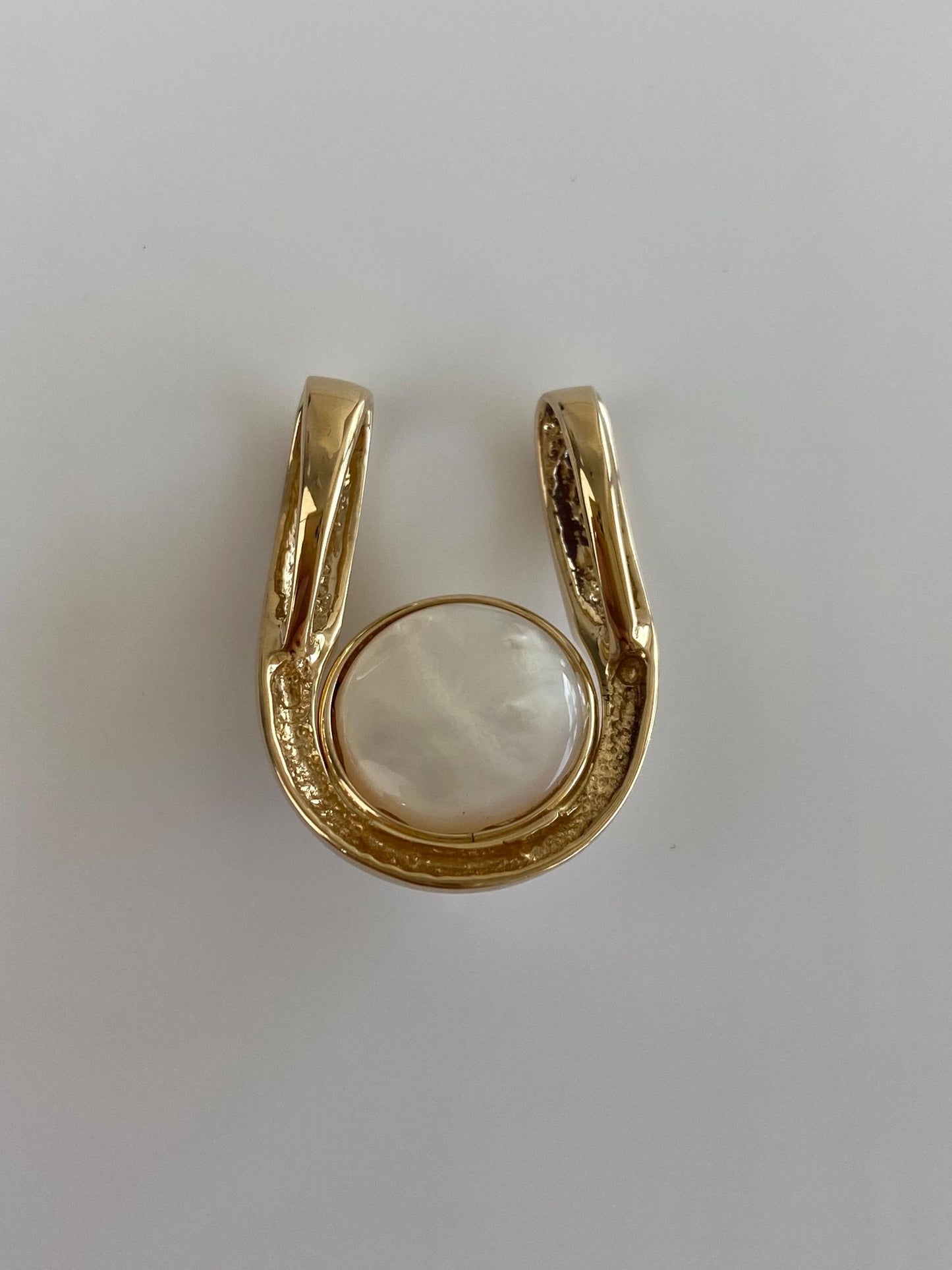 Vintage Solid 14k Yellow Gold Mabe Pearl Slide Charm