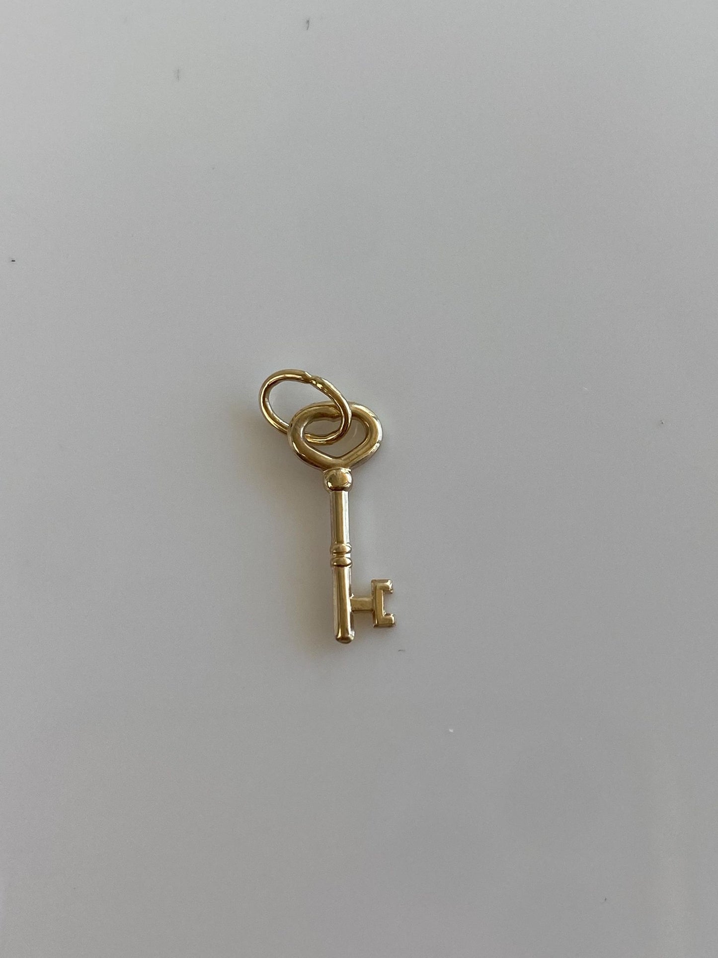 Vintage 10k Yellow Gold Heart Skeleton Key Charm