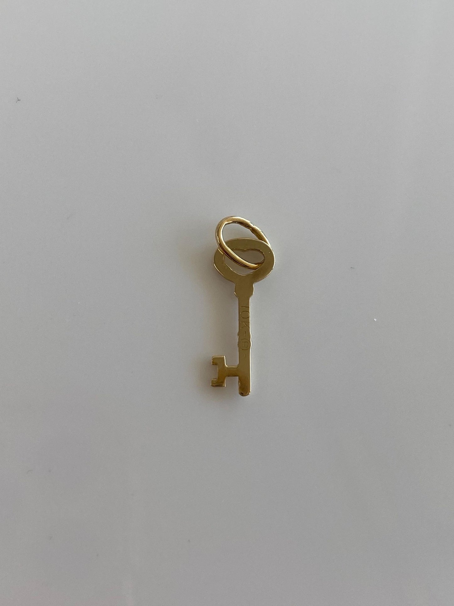 Vintage 10k Yellow Gold Heart Skeleton Key Charm