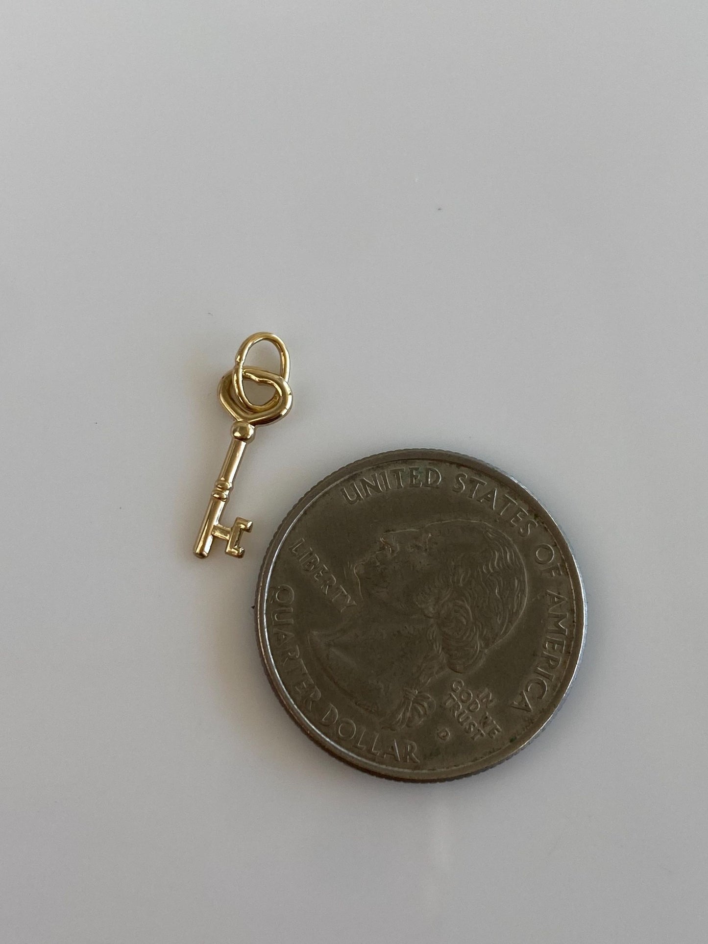 Vintage 10k Yellow Gold Heart Skeleton Key Charm