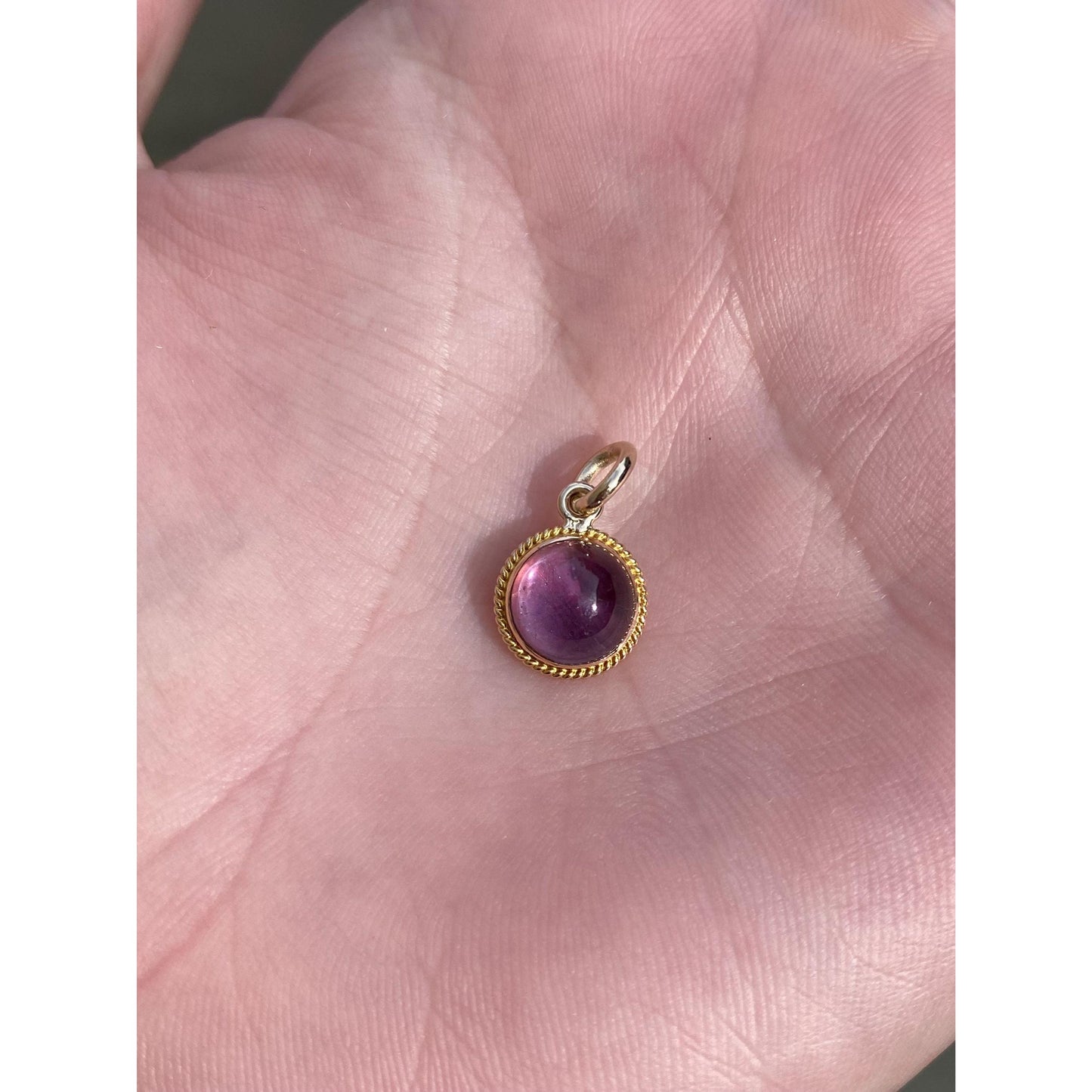 Vintage Solid 14k Yellow Gold Amethyst Cufflink Conversion Charm