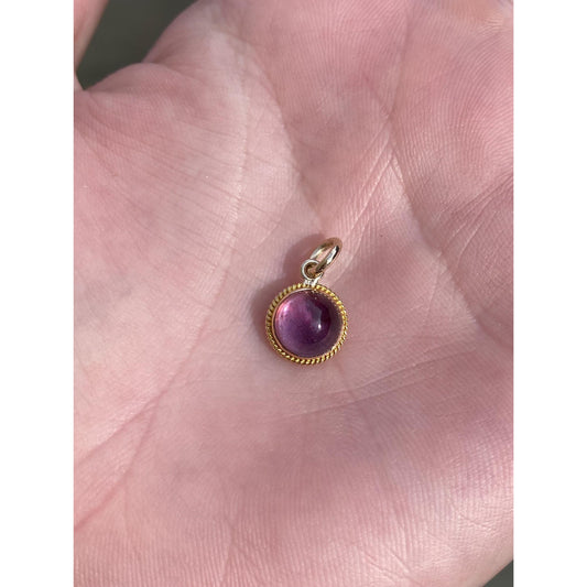 Vintage Solid 14k Yellow Gold Amethyst Cufflink Conversion Charm