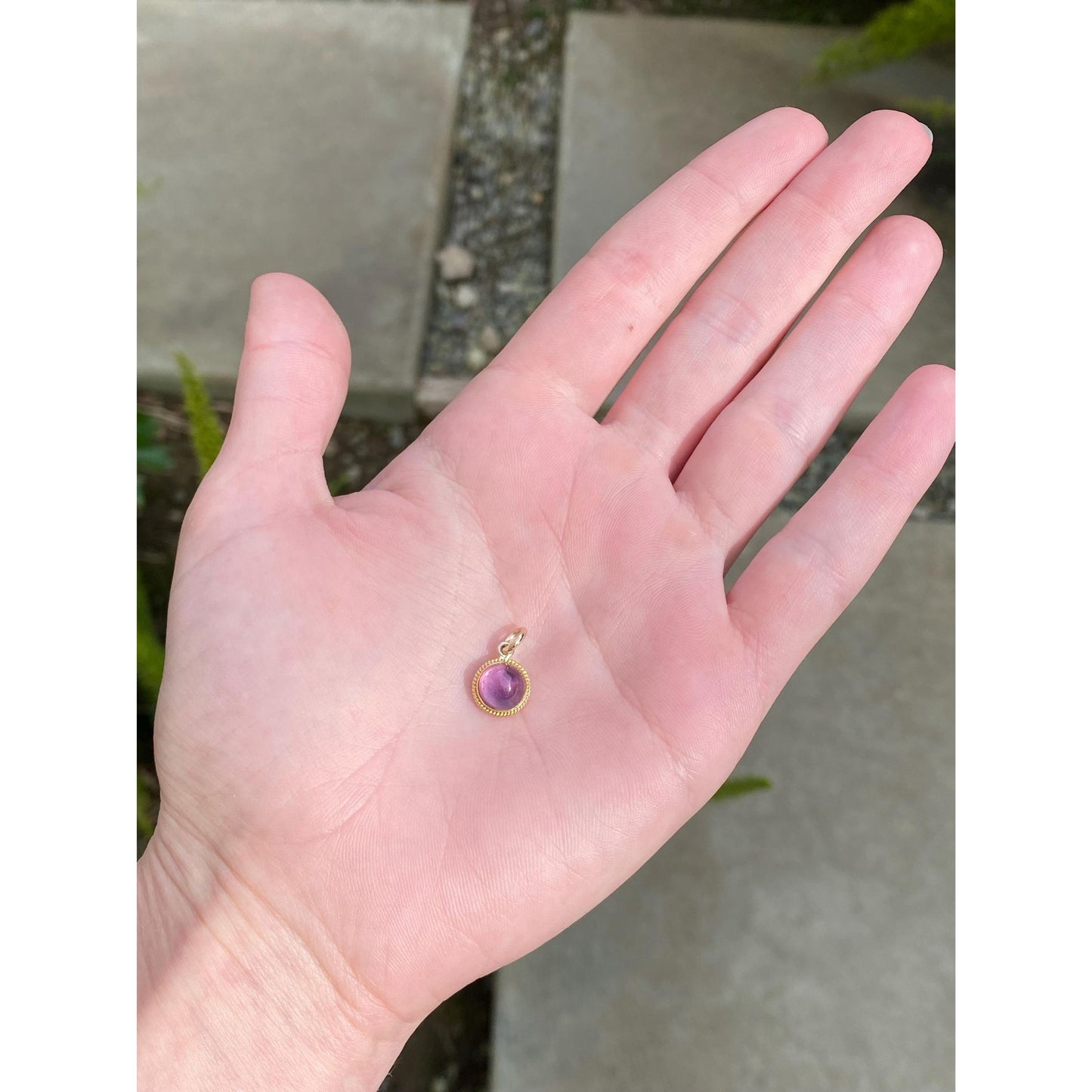 Vintage Solid 14k Yellow Gold Amethyst Cufflink Conversion Charm