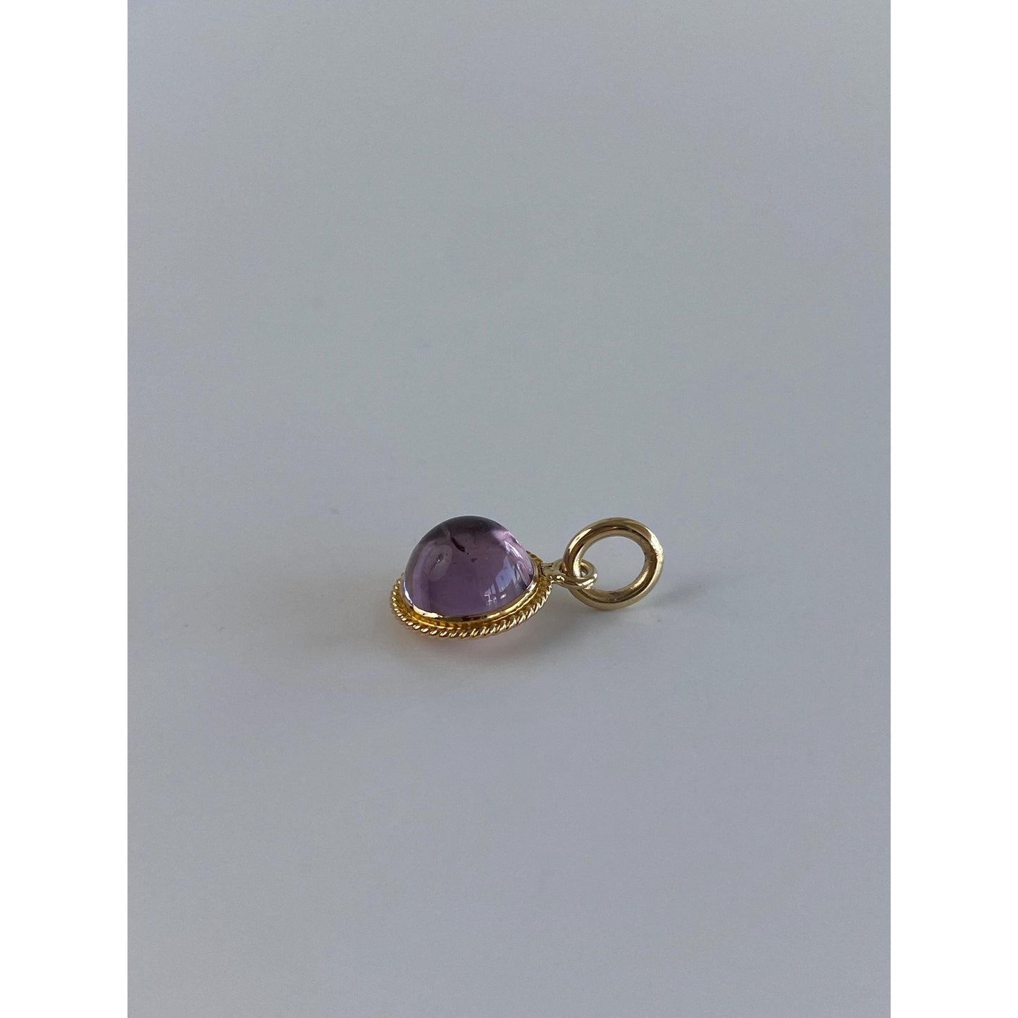 Vintage Solid 14k Yellow Gold Amethyst Cufflink Conversion Charm