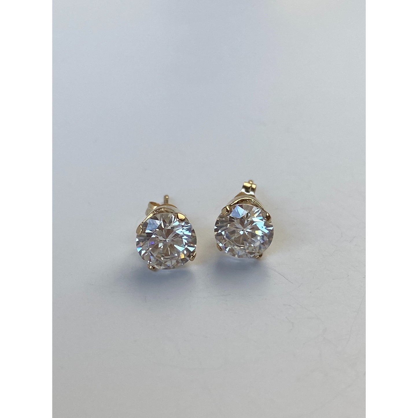Solid 14k Yellow Gold Cubic Zirconia Stud Earrings