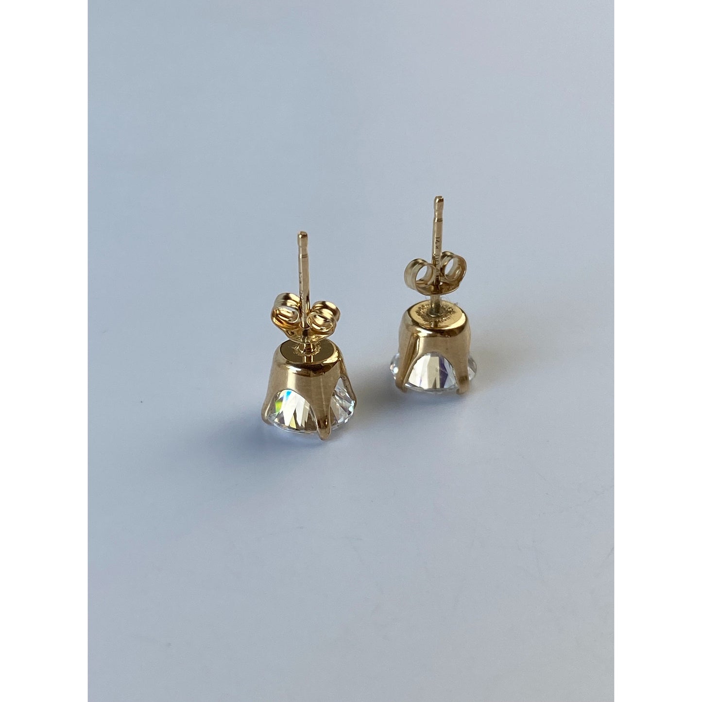 Solid 14k Yellow Gold Cubic Zirconia Stud Earrings