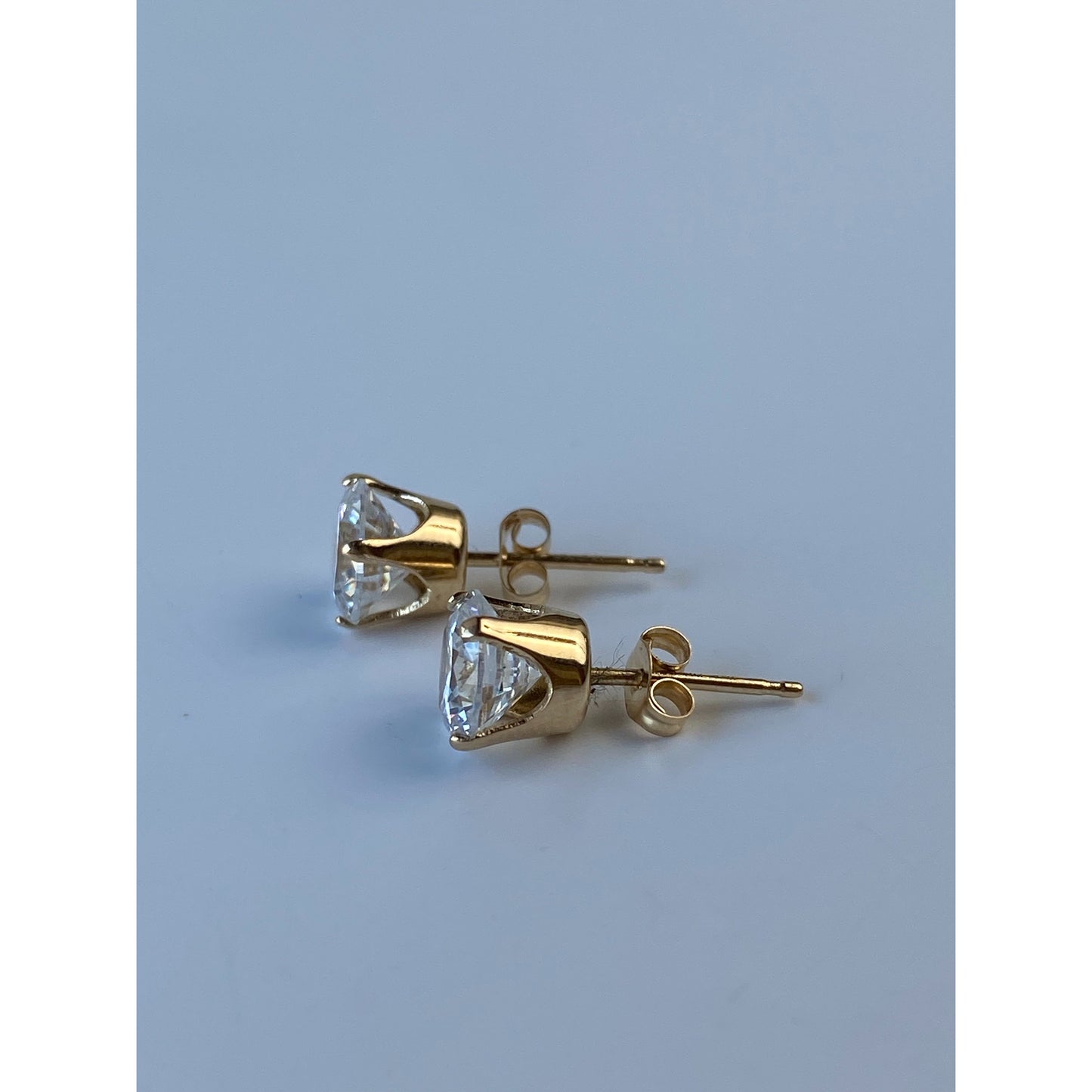 Solid 14k Yellow Gold Cubic Zirconia Stud Earrings