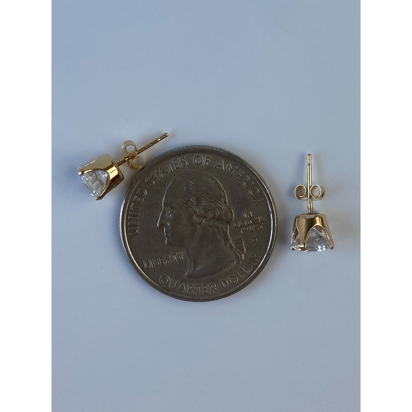 Solid 14k Yellow Gold Cubic Zirconia Stud Earrings