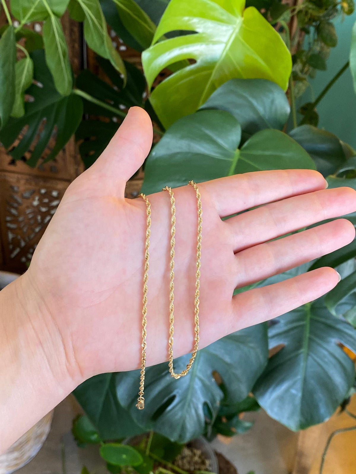 Vintage Solid 14k Yellow Gold Rope Chain Necklace - 22.25 inches