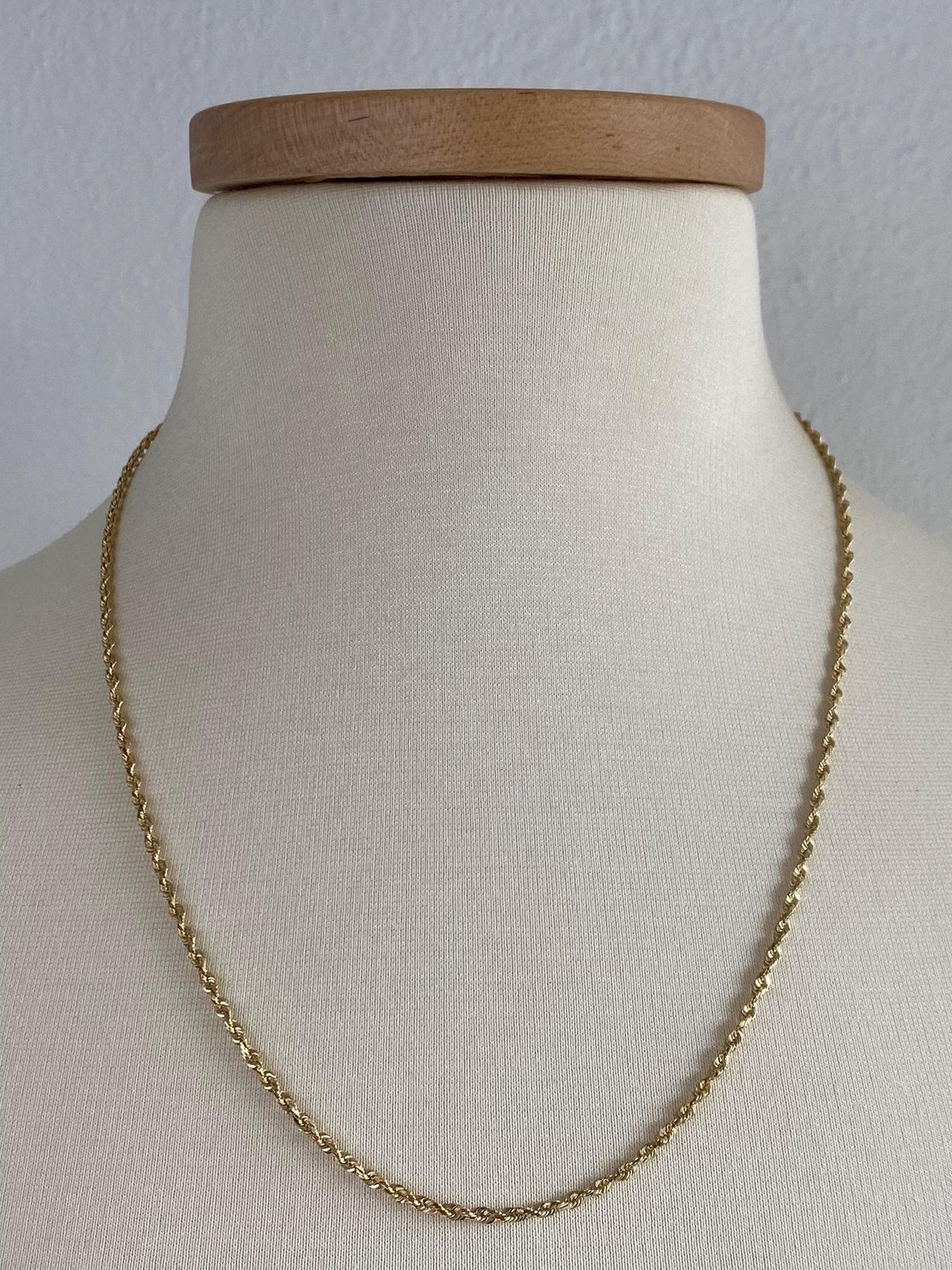 Vintage Solid 14k Yellow Gold Rope Chain Necklace - 22.25 inches