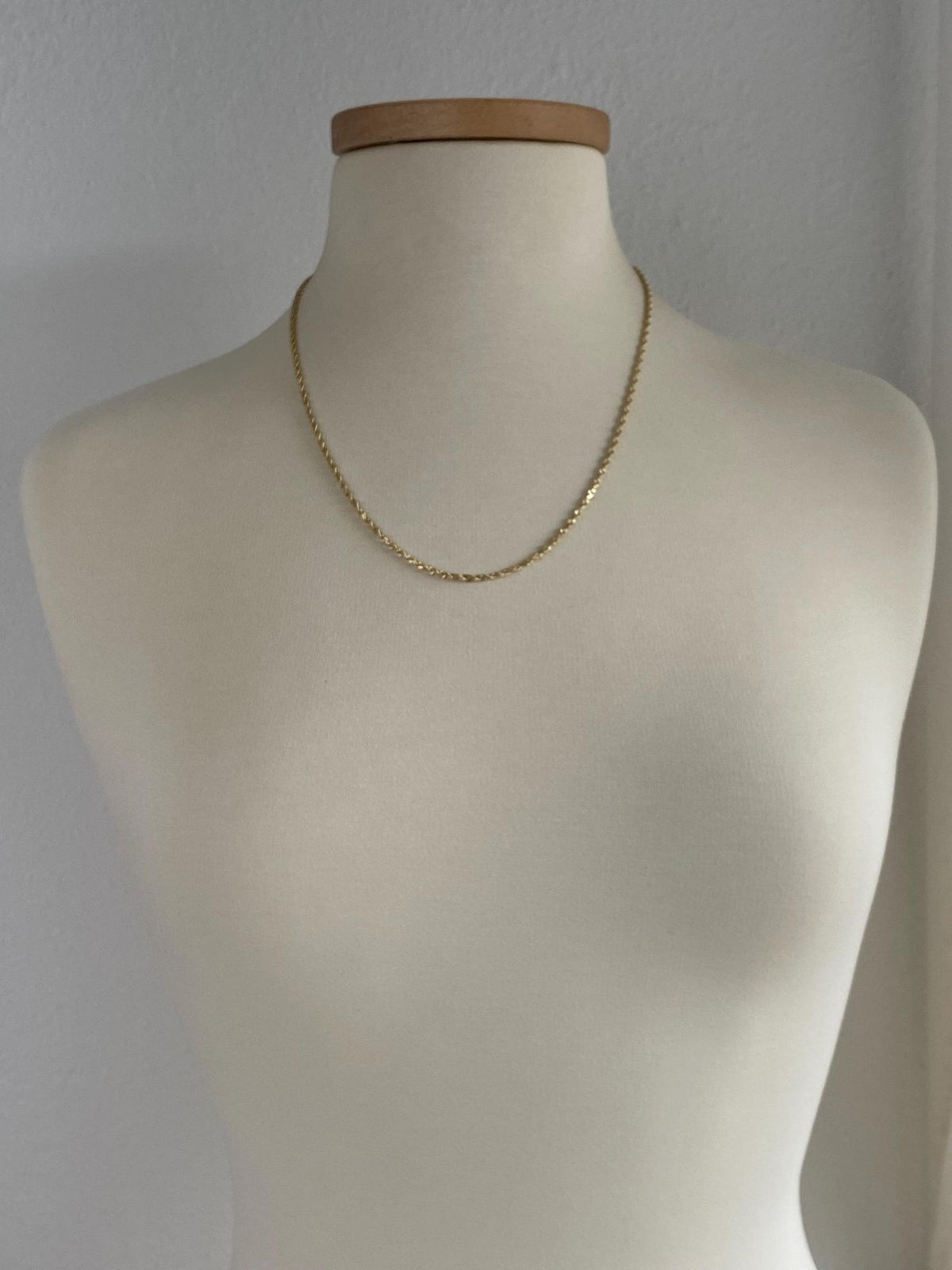 Vintage Solid 14k Yellow Gold Rope Chain Necklace - 22.25 inches
