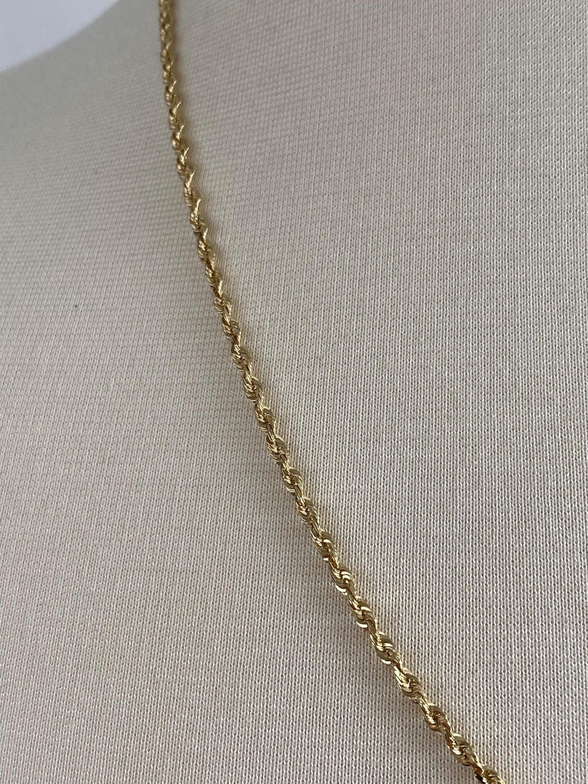 Vintage Solid 14k Yellow Gold Rope Chain Necklace - 22.25 inches
