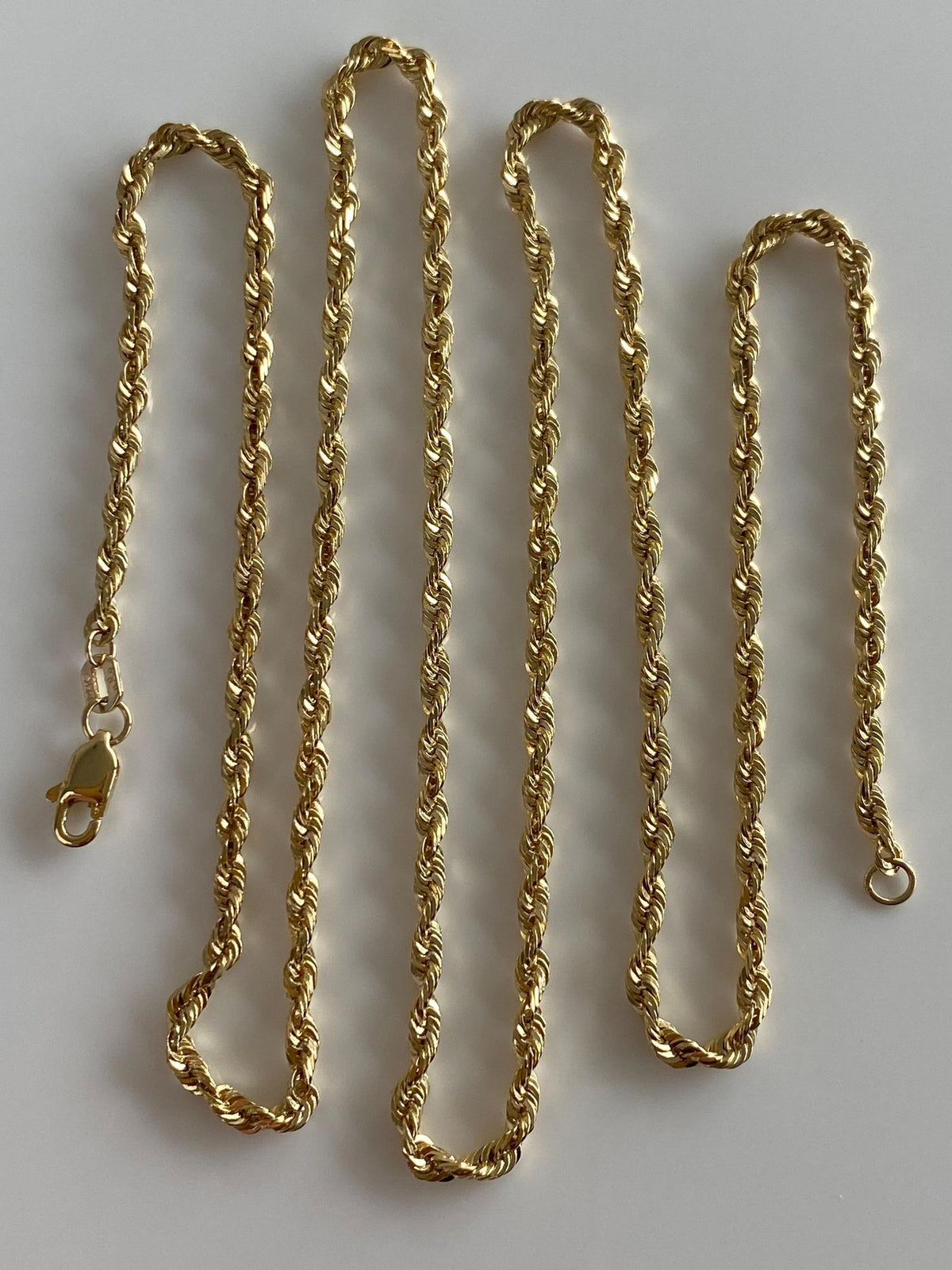 Vintage Solid 14k Yellow Gold Rope Chain Necklace - 22.25 inches