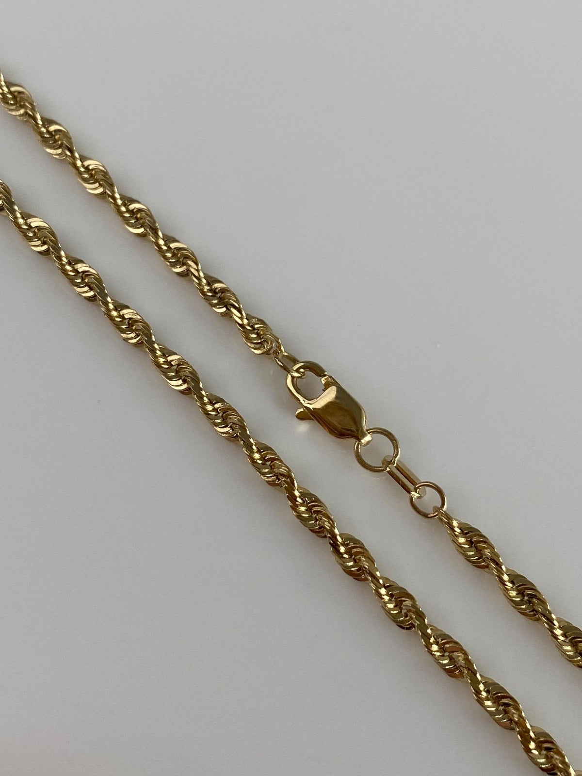 Vintage Solid 14k Yellow Gold Rope Chain Necklace - 22.25 inches
