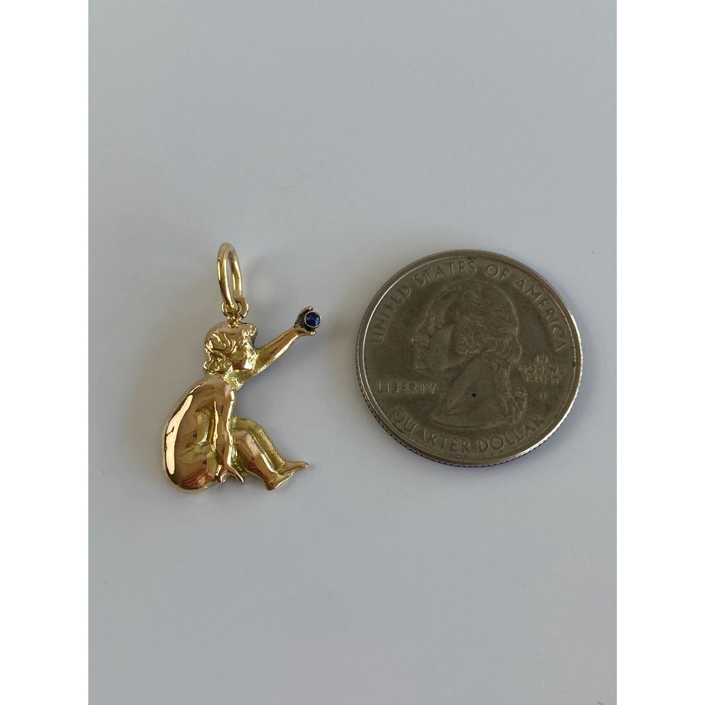 Vintage Solid 18k Rosey & Yellow Gold Blue Spinel Charm