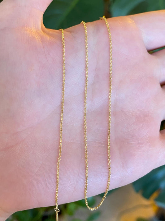 Vintage Solid 14k Yellow Gold Tight Rolo Chain Necklace - 17.75 inches