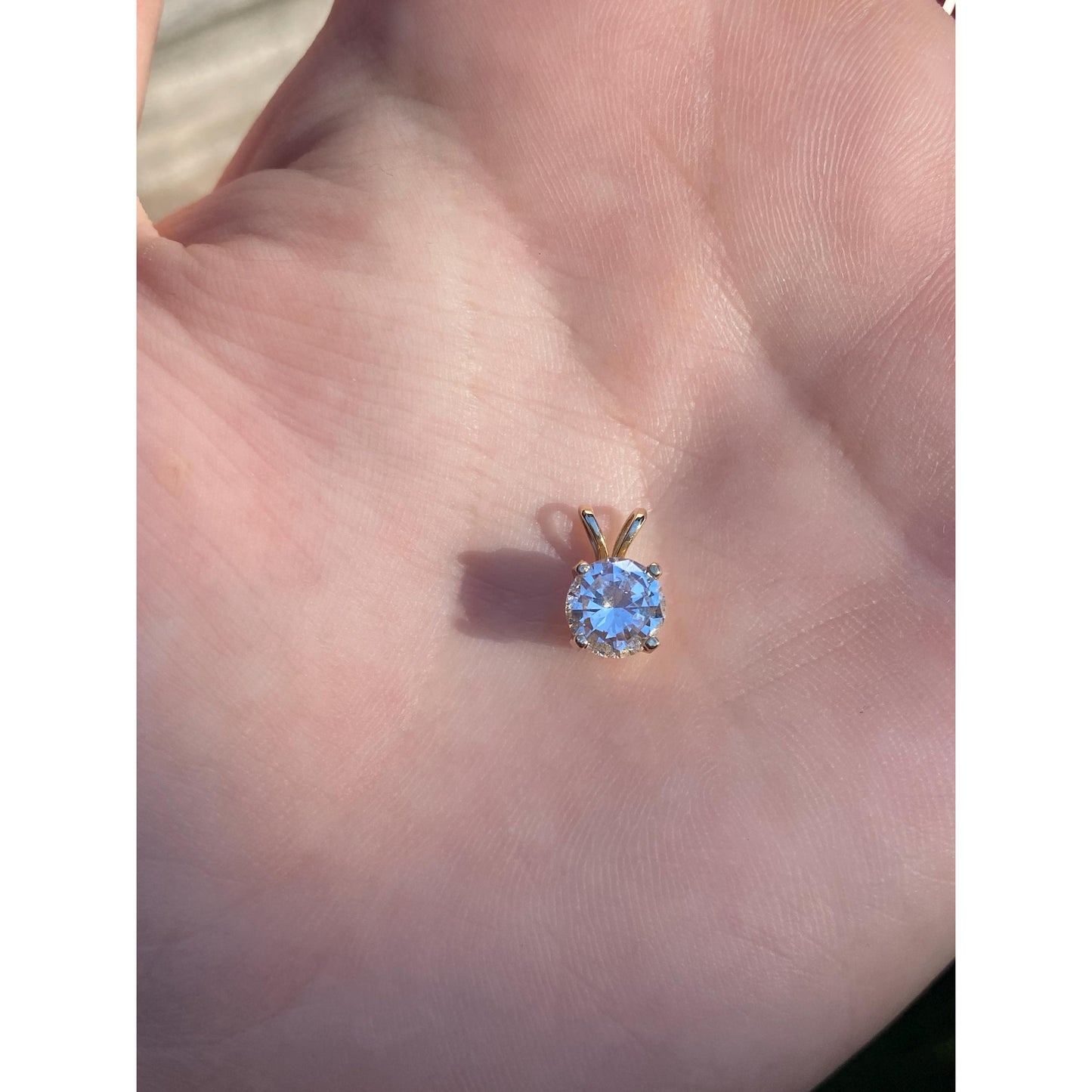 Vintage Solid 14k Yellow Gold Cubic Zirconia Charm