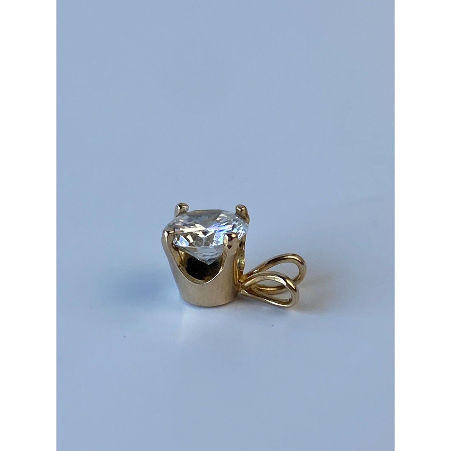 Vintage Solid 14k Yellow Gold Cubic Zirconia Charm