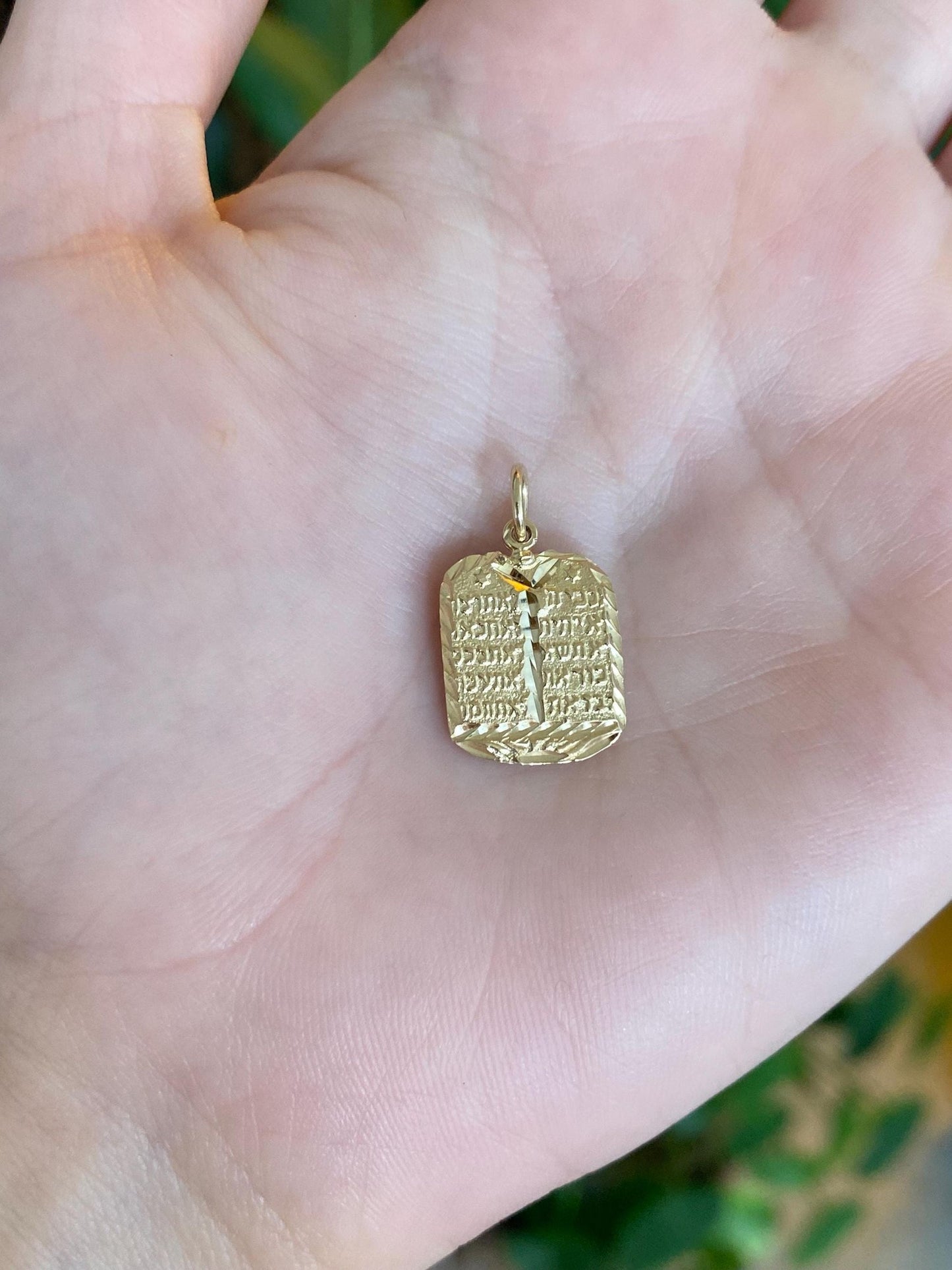 Vintage Solid 14k Yellow Gold 10 Commandments Charm