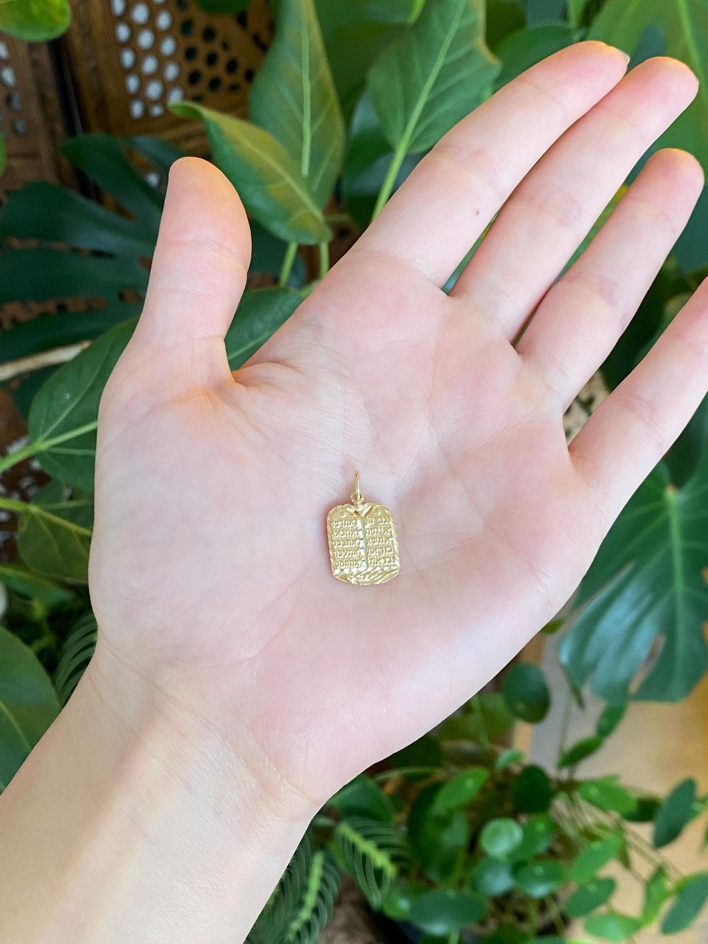 Vintage Solid 14k Yellow Gold 10 Commandments Charm