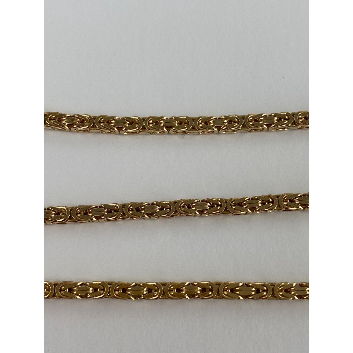 Vintage Solid 14k Yellow Gold Square Byzantine Chain Necklace - 18 inches