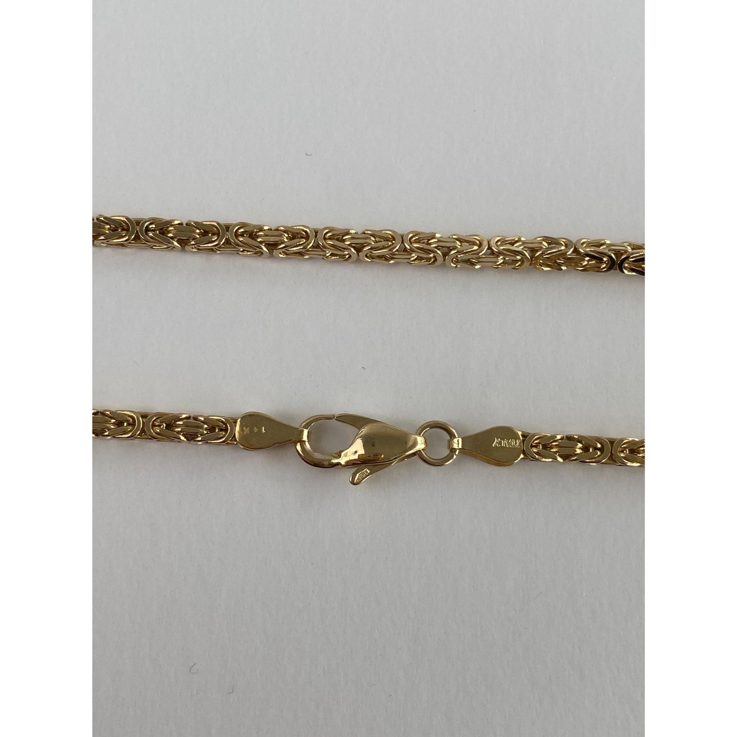 Vintage Solid 14k Yellow Gold Square Byzantine Chain Necklace - 18 inches