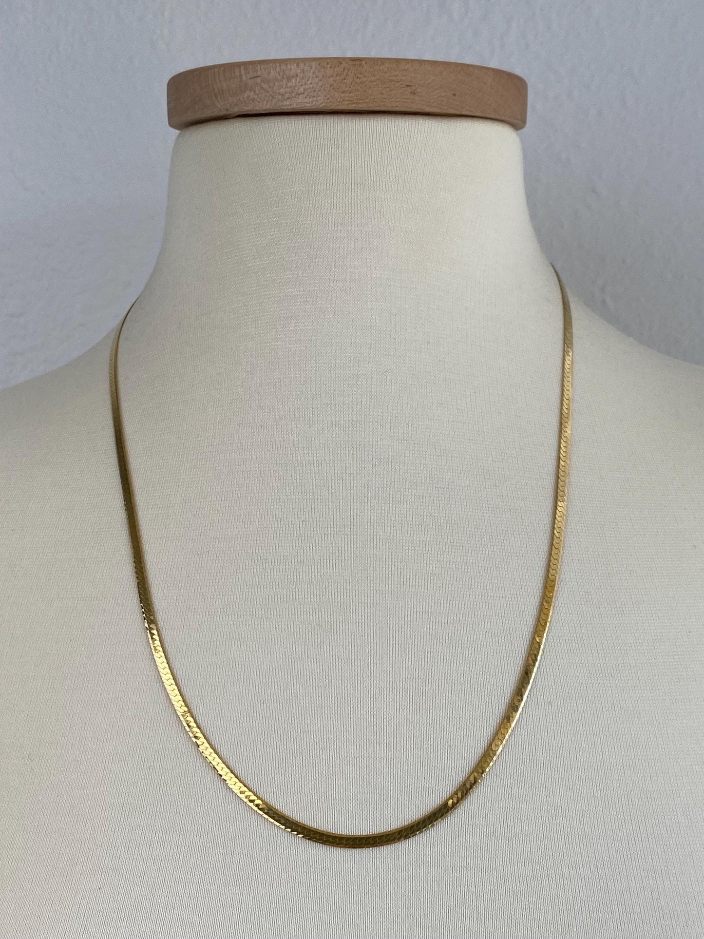 Vintage Solid 14k Yellow Gold Herringbone Chain Necklace - 23.75 inches