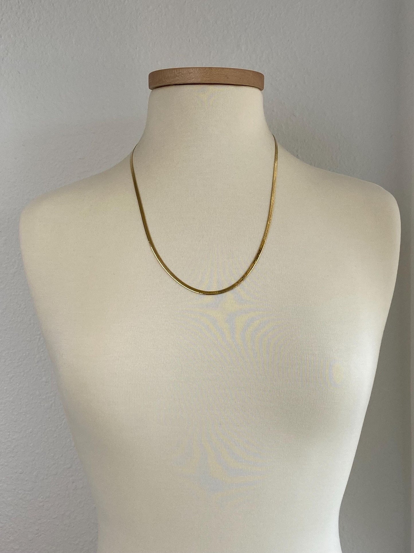 Vintage Solid 14k Yellow Gold Herringbone Chain Necklace - 23.75 inches
