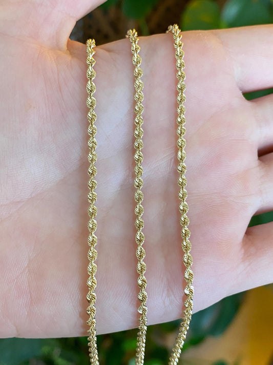 Vintage Solid 14k Yellow Gold Rope Chain Necklace - 24.25 inches