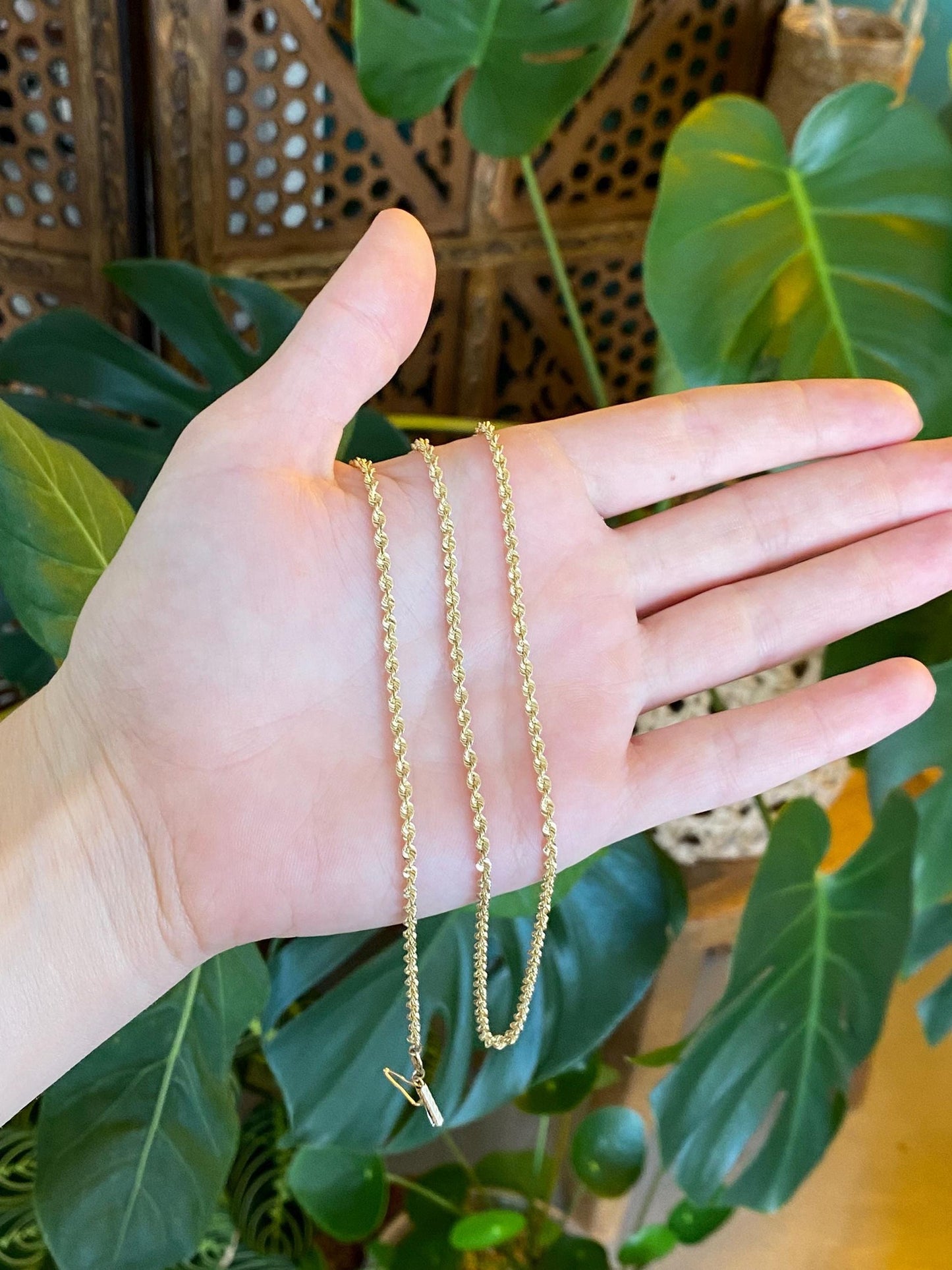 Vintage Solid 14k Yellow Gold Rope Chain Necklace - 24.25 inches