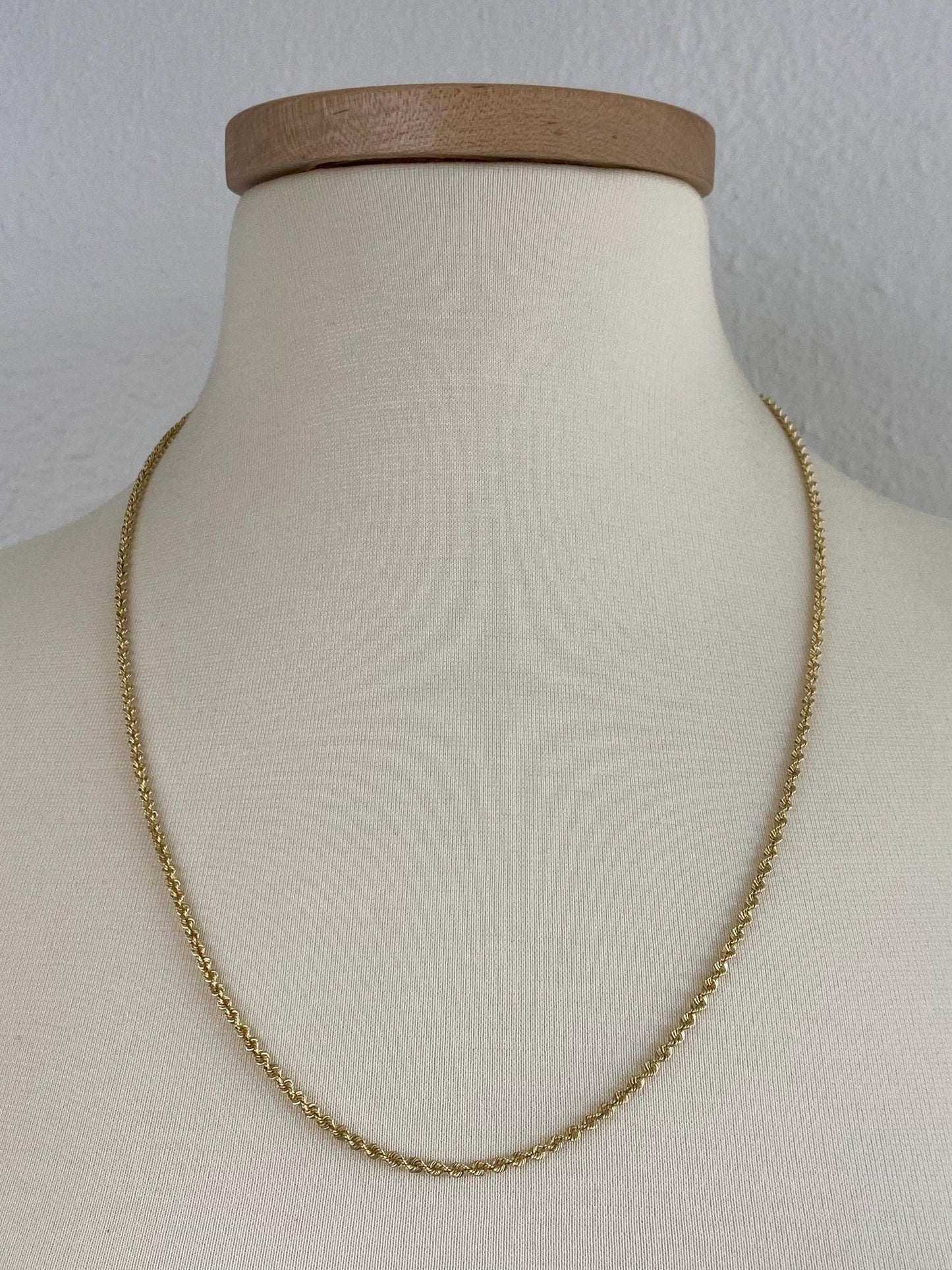 Vintage Solid 14k Yellow Gold Rope Chain Necklace - 24.25 inches