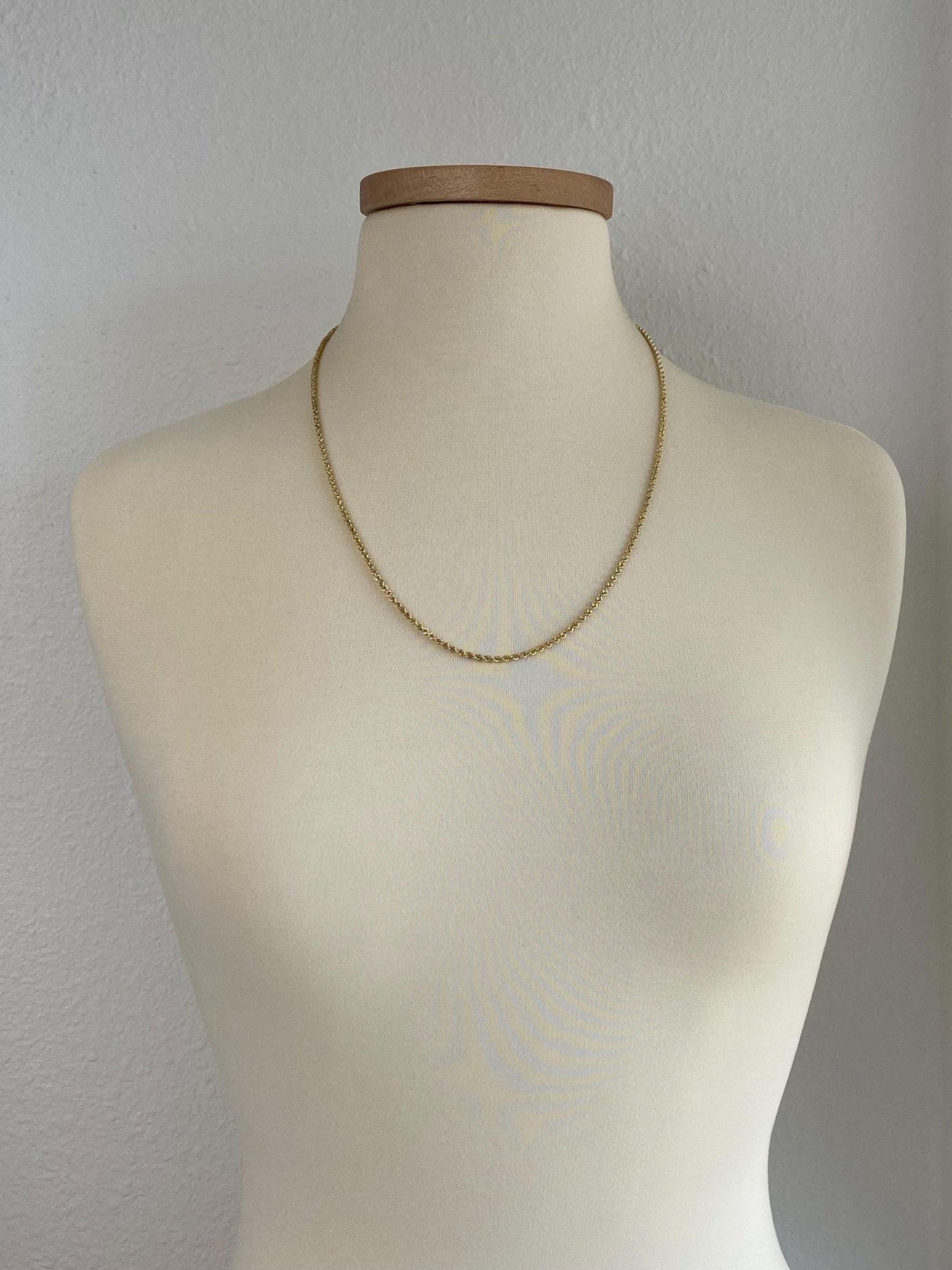 Vintage Solid 14k Yellow Gold Rope Chain Necklace - 24.25 inches