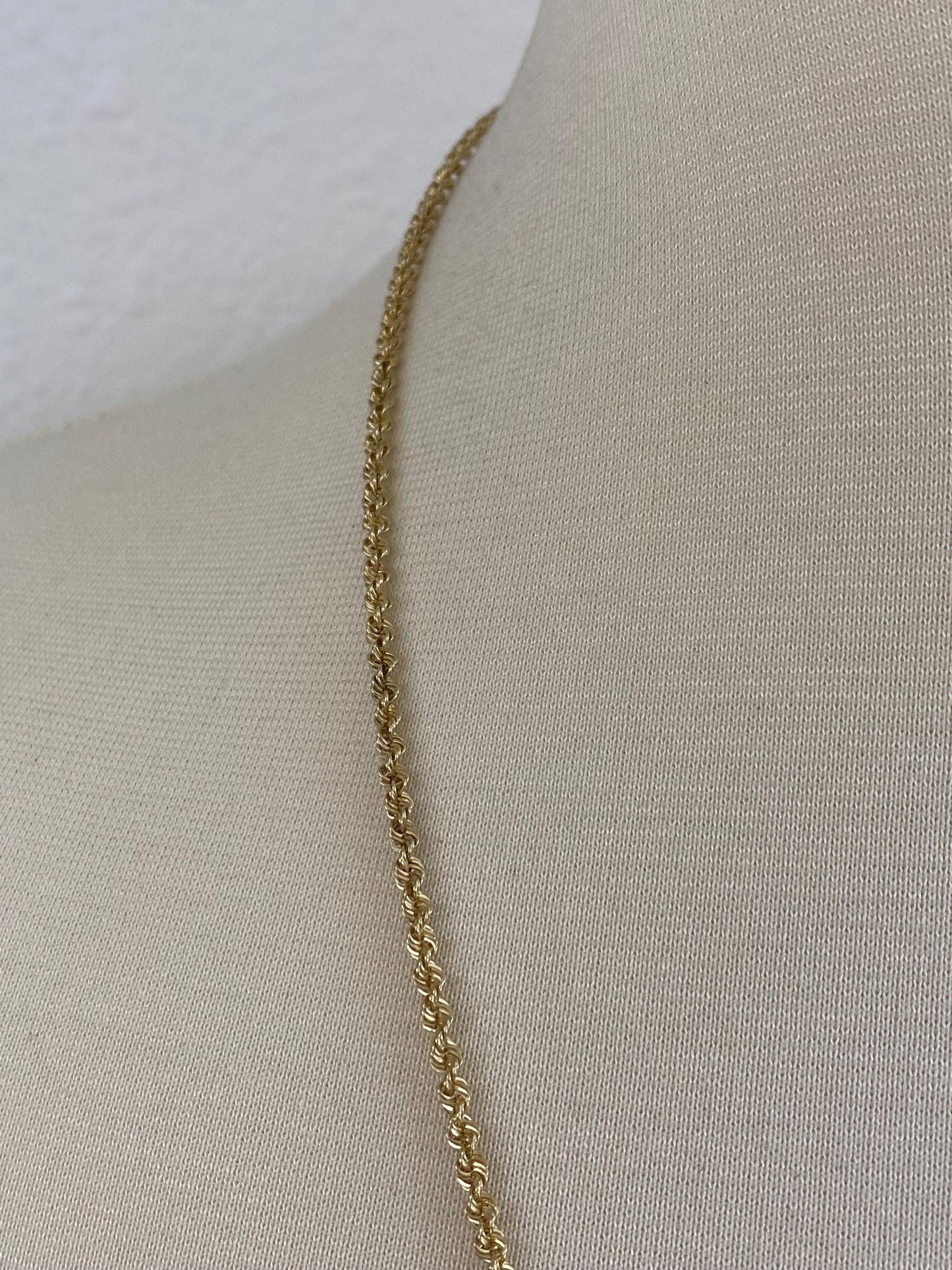 Vintage Solid 14k Yellow Gold Rope Chain Necklace - 24.25 inches