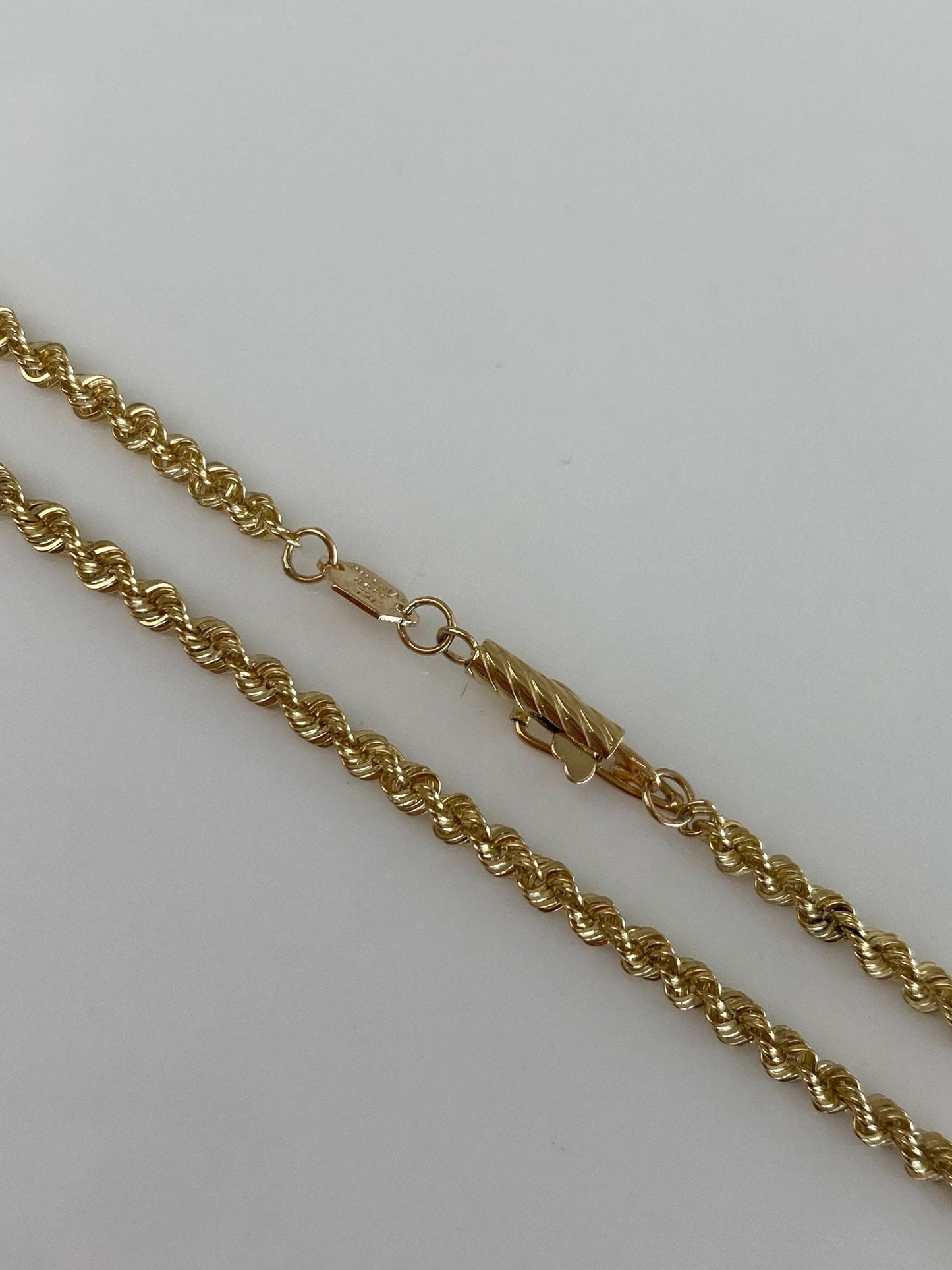 Vintage Solid 14k Yellow Gold Rope Chain Necklace - 24.25 inches