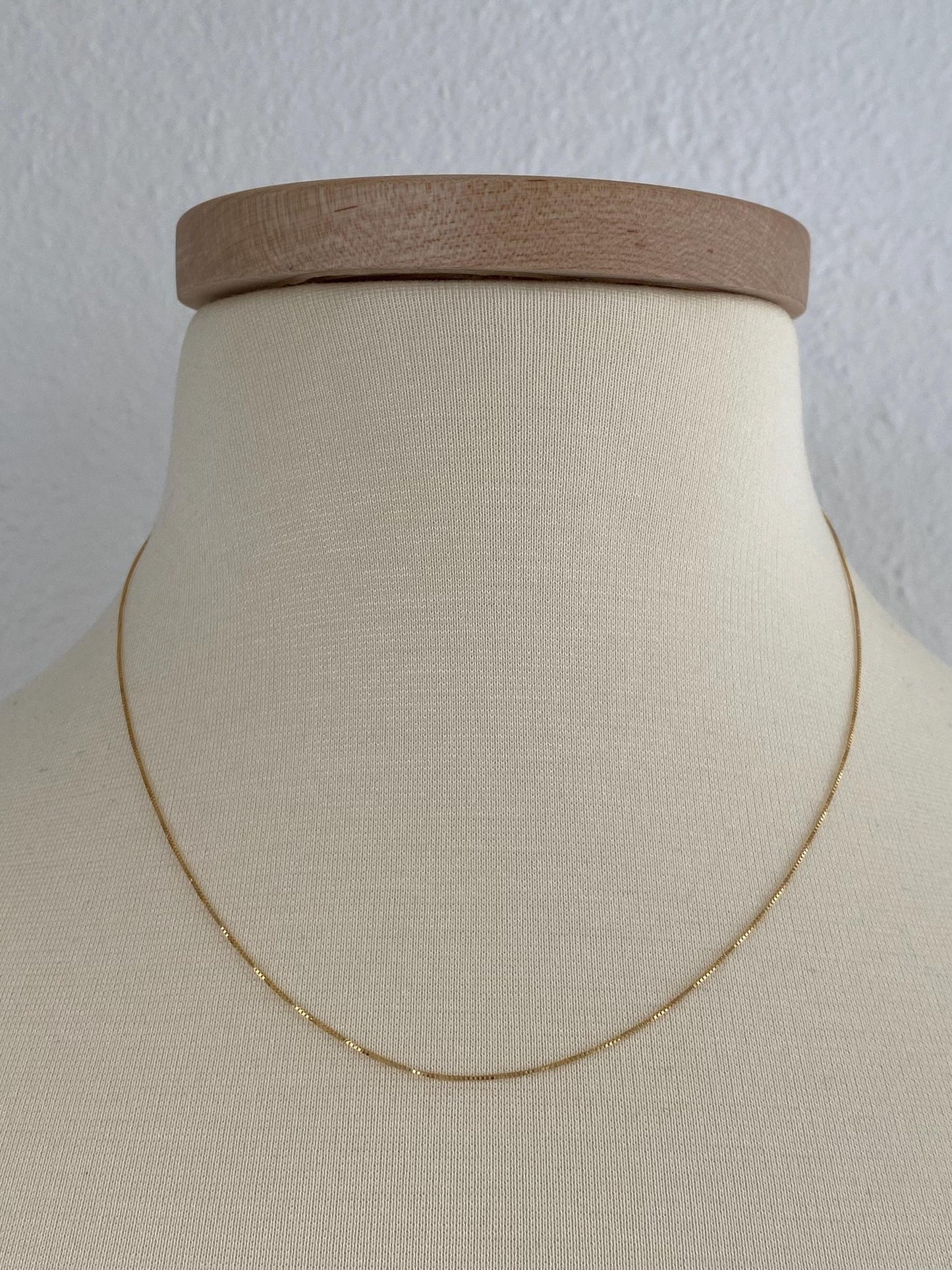 Vintage Solid 14k Yellow Gold Dainty Box Chain Necklace - 18 inches