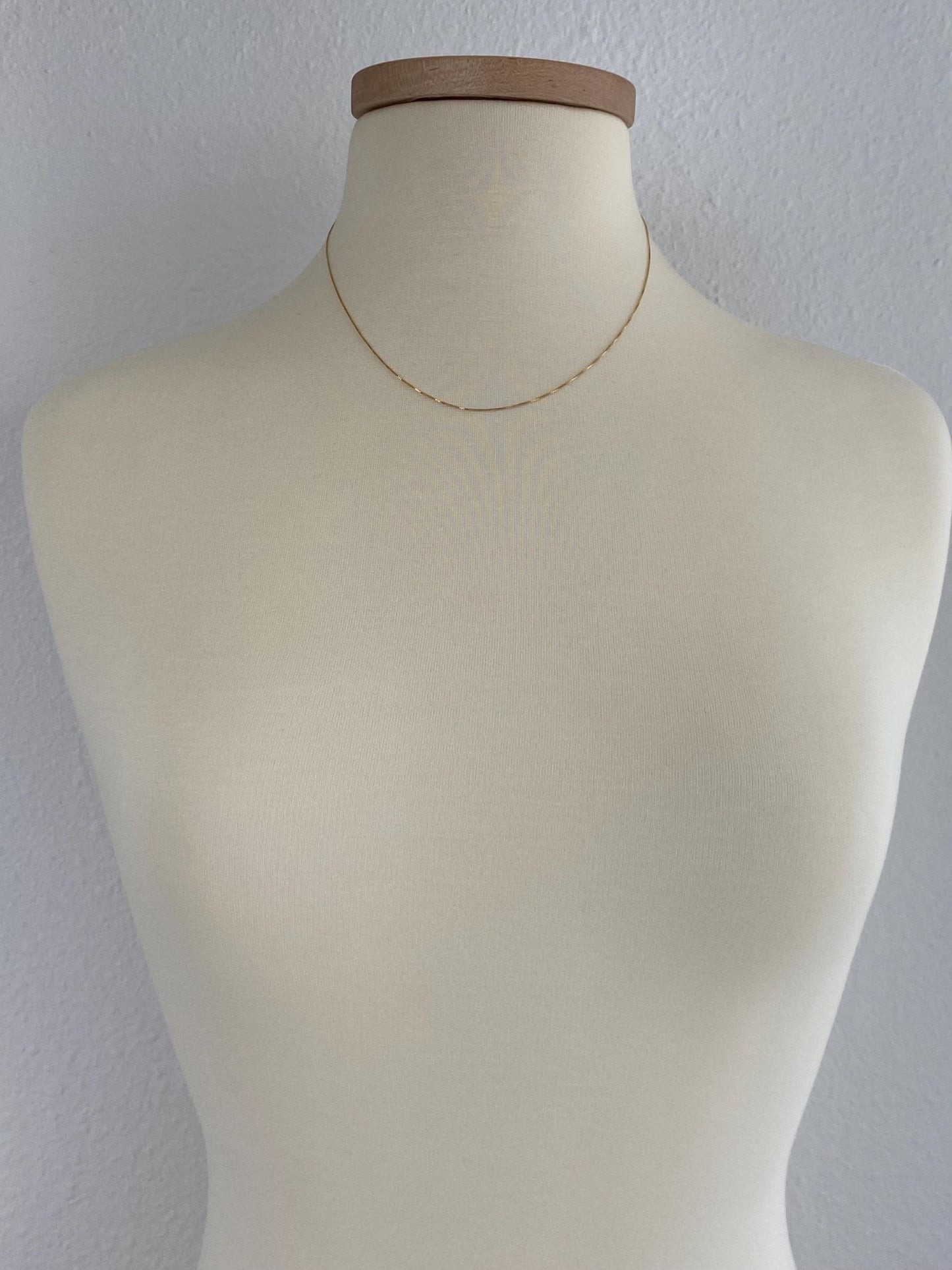 Vintage Solid 14k Yellow Gold Dainty Box Chain Necklace - 18 inches